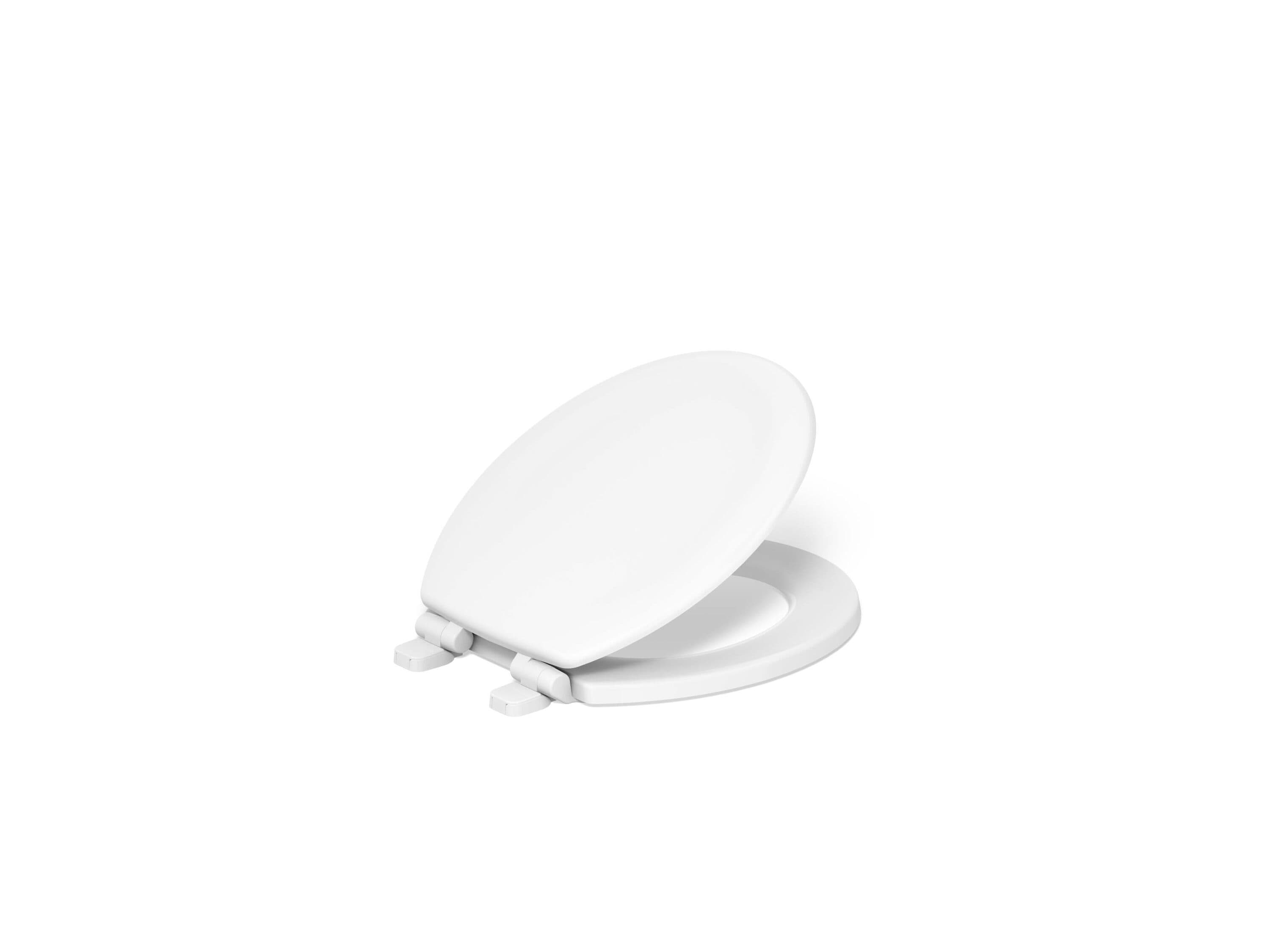 Asiento de inodoro redondo de cierre suave de madera blanca Stonewood de KOHLER K-20467-0