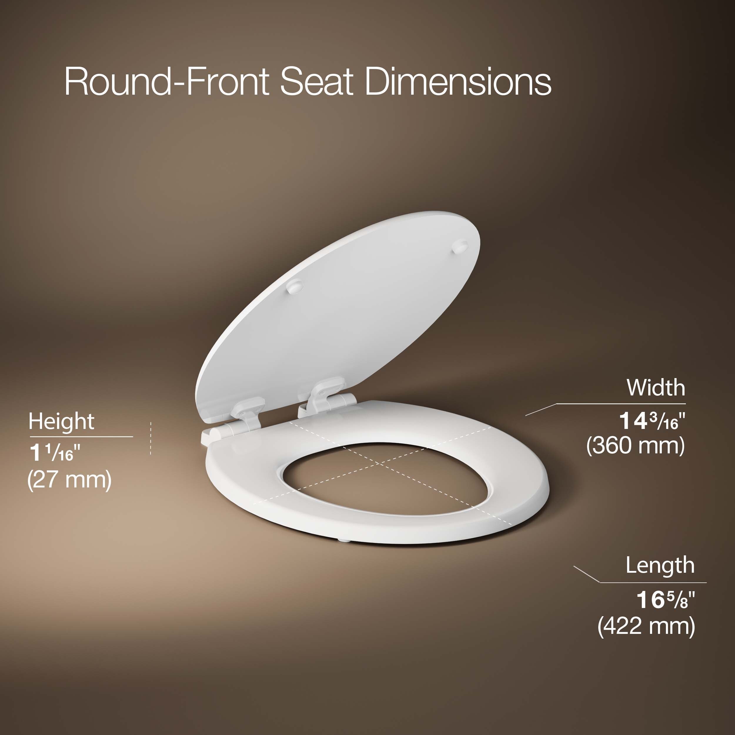 Asiento de inodoro redondo de cierre suave de madera blanca Stonewood de KOHLER K-20467-0