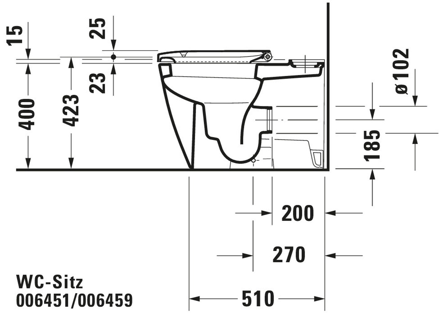 Asiento de baño alargado de plástico blanco con cierre suave Duravit Happy D.2 0064590000