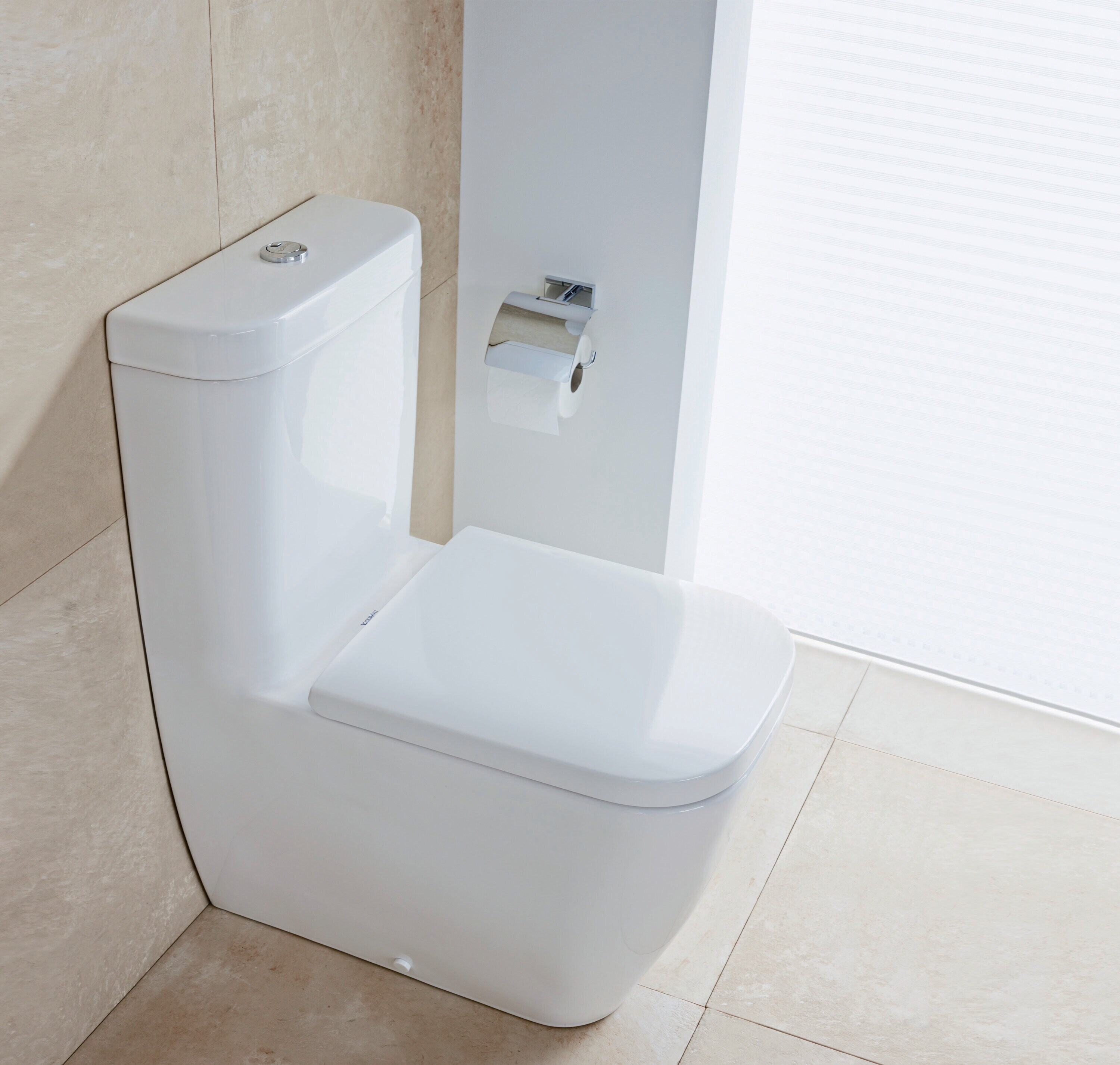 Asiento de baño alargado de plástico blanco con cierre suave Duravit Happy D.2 0064590000