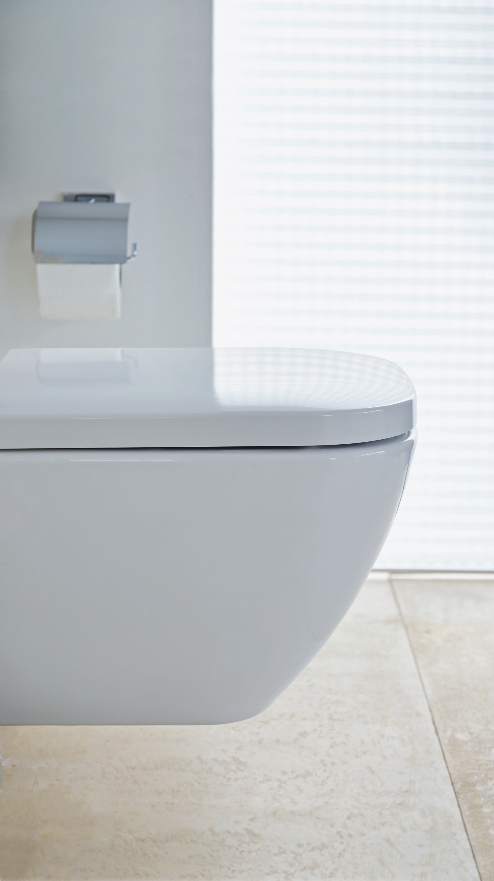 Asiento de baño alargado de plástico blanco con cierre suave Duravit Happy D.2 0064590000
