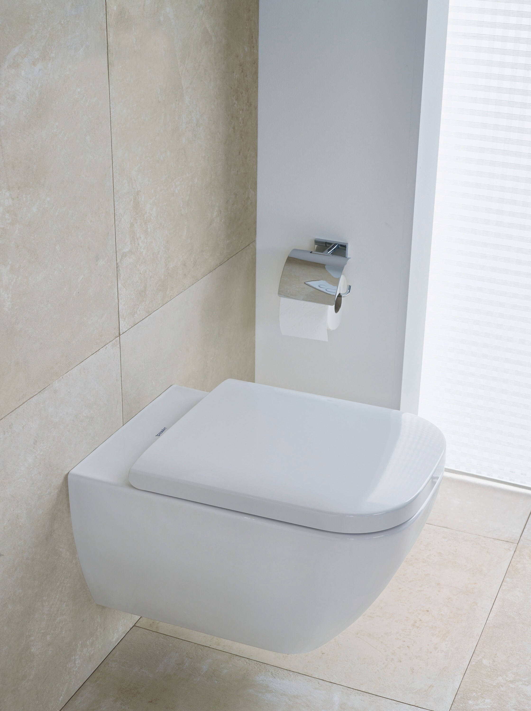 Asiento de baño alargado de plástico blanco con cierre suave Duravit Happy D.2 0064590000