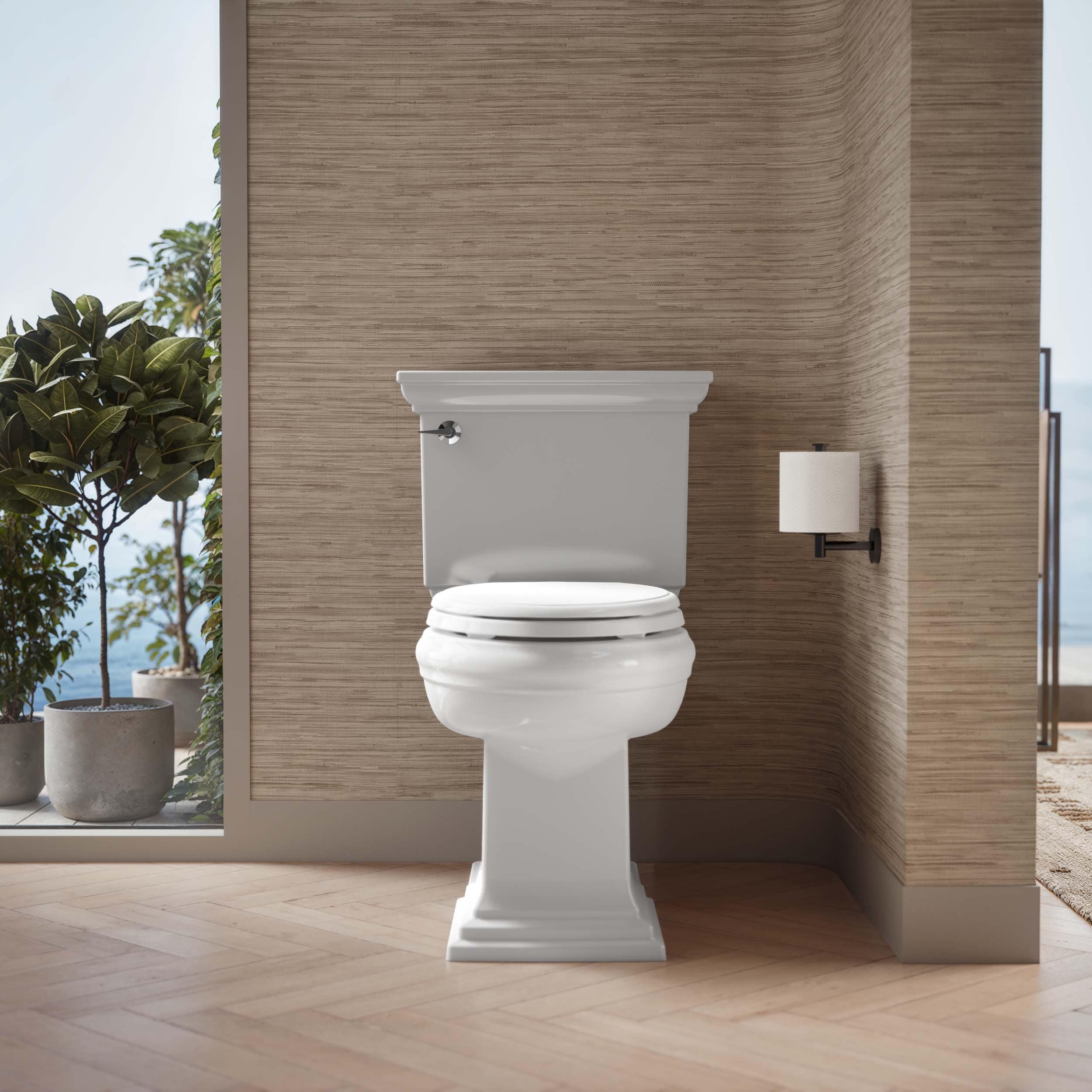 Asiento de inodoro alargado de cierre suave de plástico blanco KOHLER 4733-RL-0