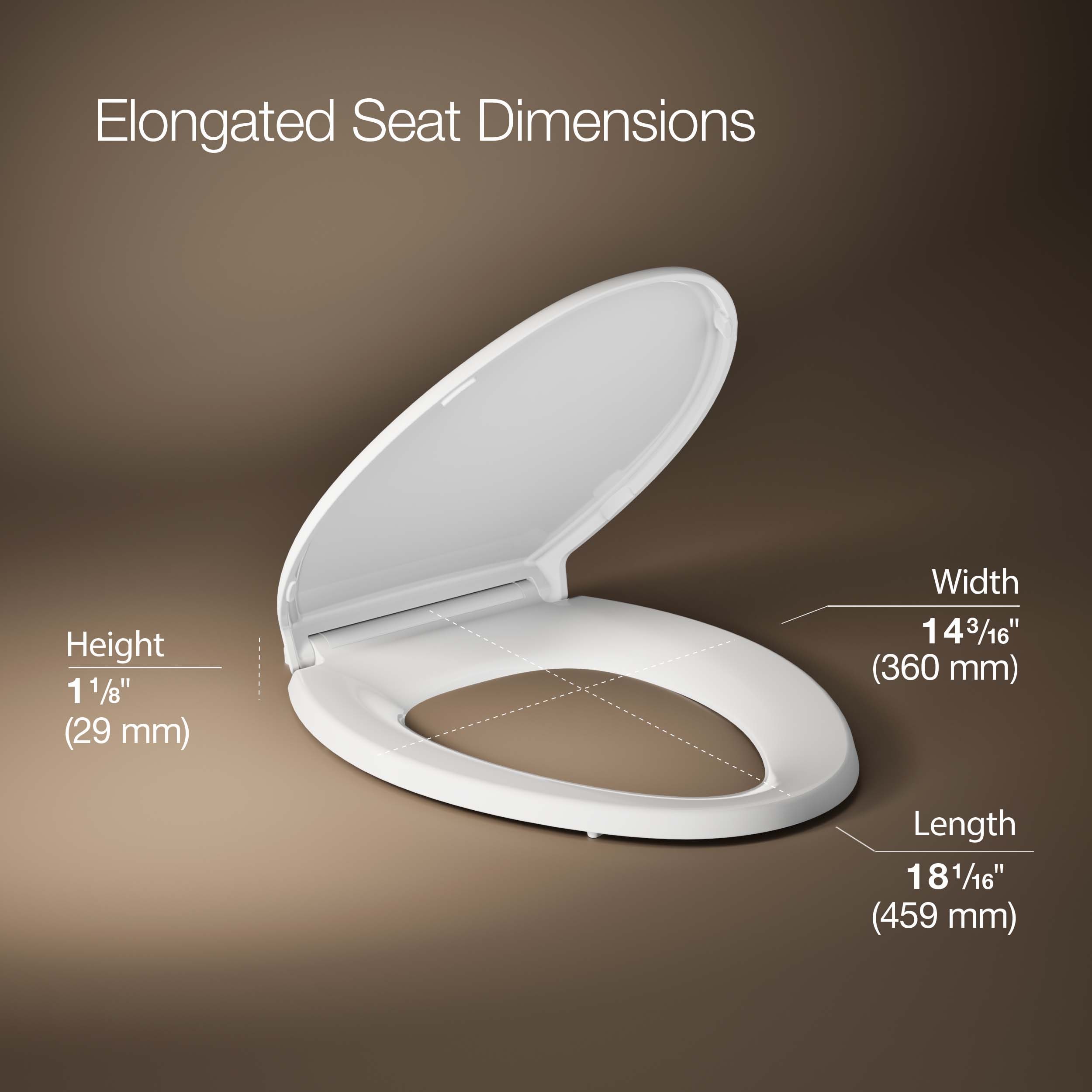 Asiento de inodoro alargado de cierre suave de plástico blanco KOHLER 4733-RL-0