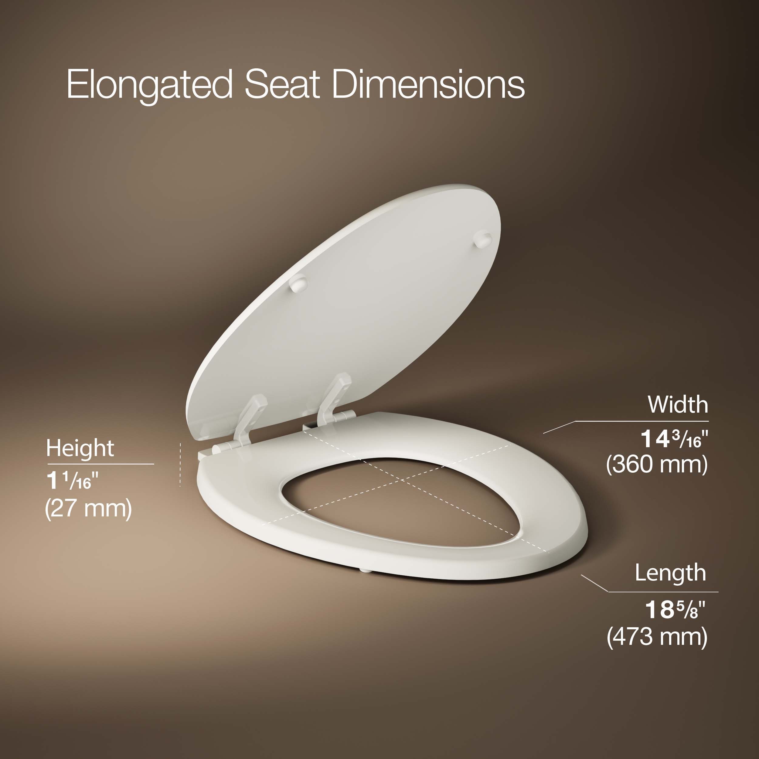 Asiento de baño alargado de madera KOHLER Stonewood en beige 4647-96