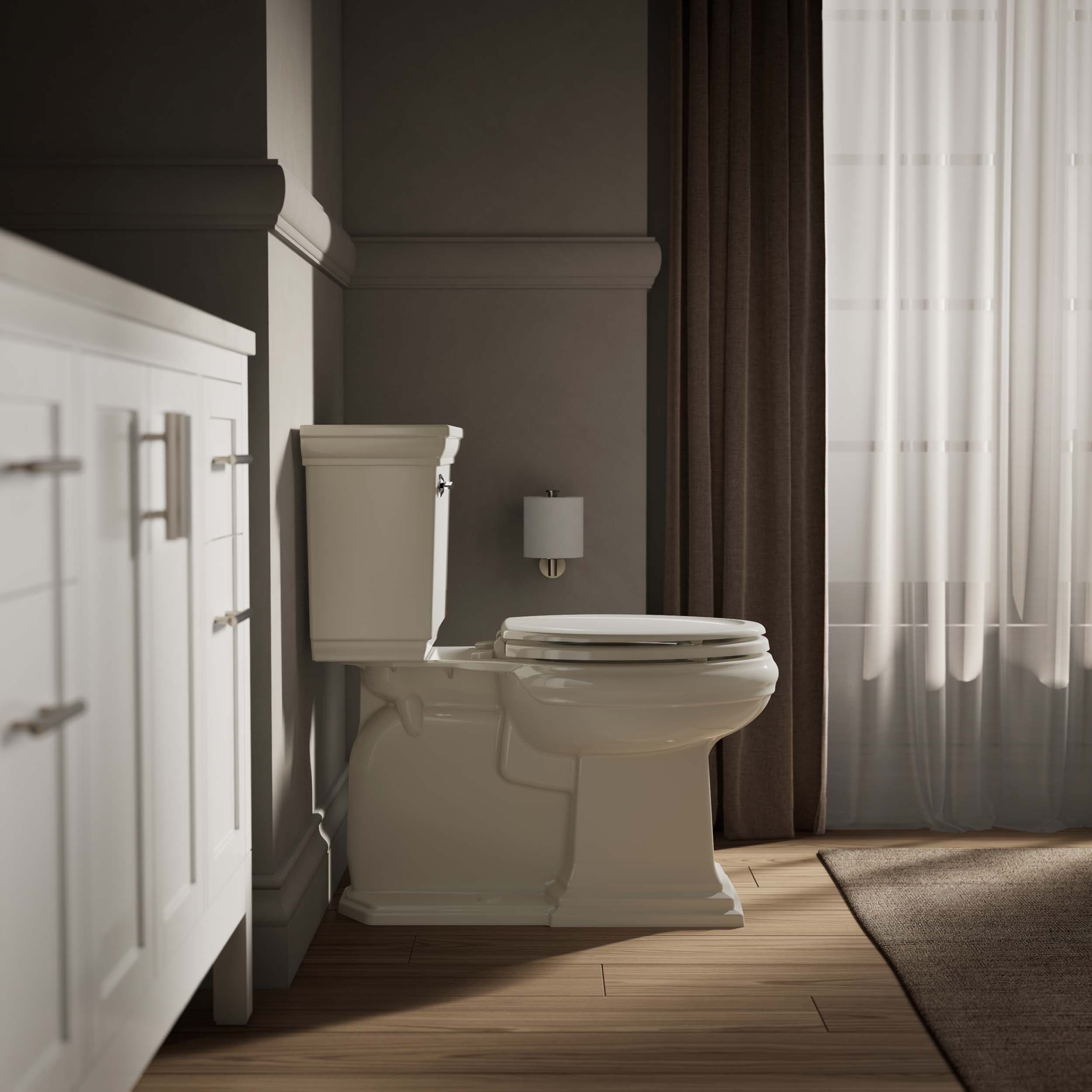 Asiento de baño alargado de madera KOHLER Stonewood en beige 4647-96