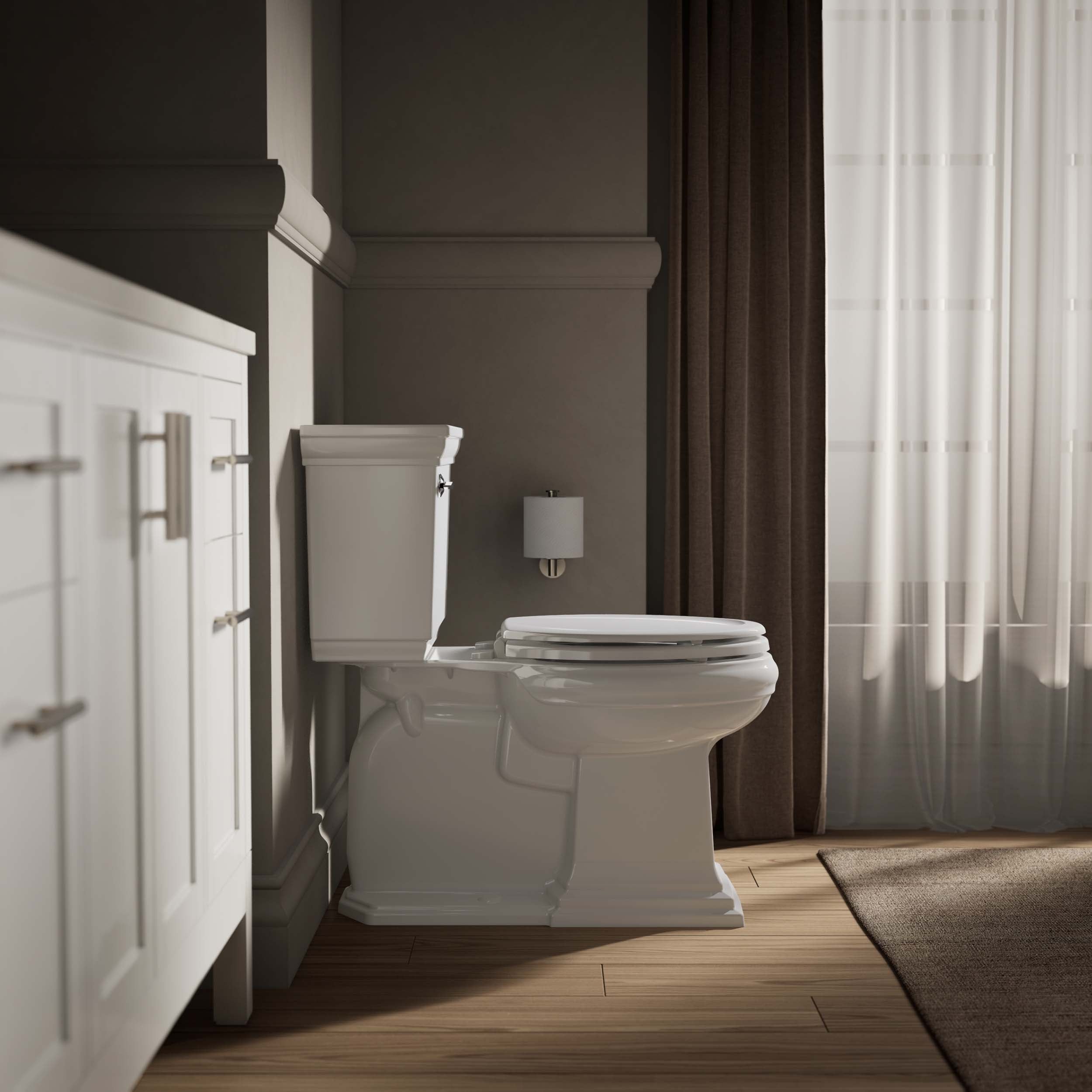 Asiento de inodoro alargado de madera blanca Stonewood KOHLER 4647-0