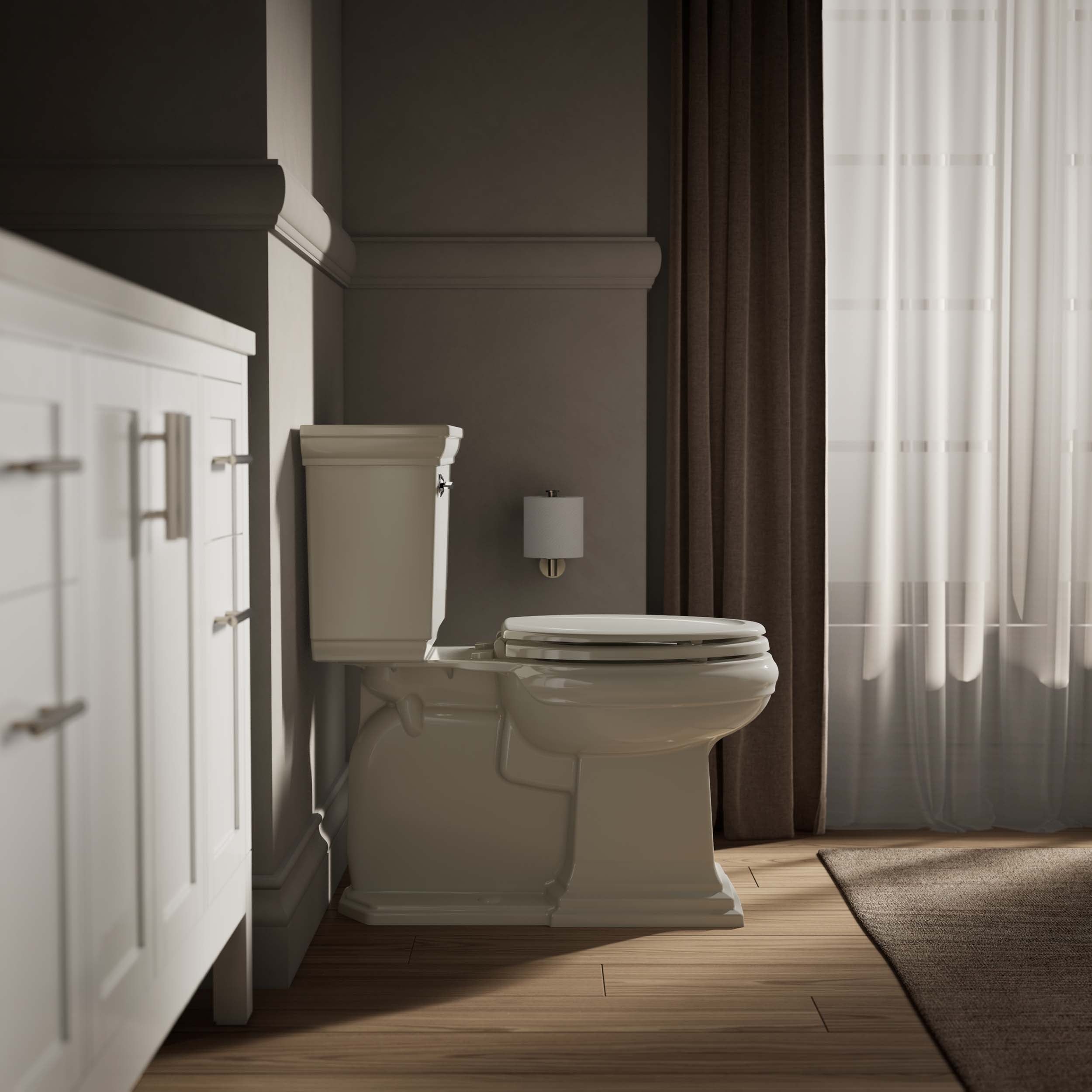 Asiento de inodoro alargado de madera Almond Stonewood de KOHLER 4647-47.