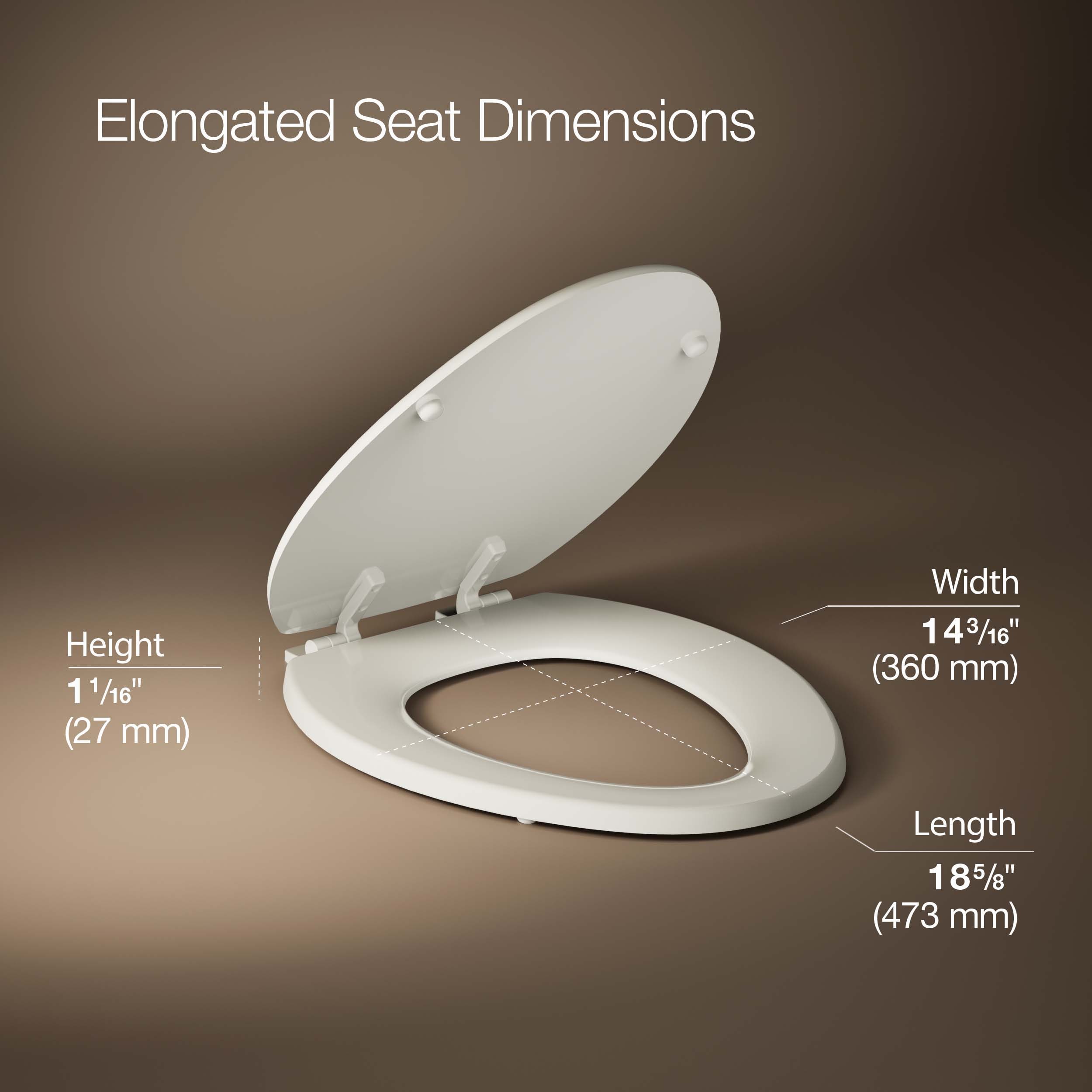 Asiento de inodoro alargado de madera Almond Stonewood de KOHLER 4647-47.