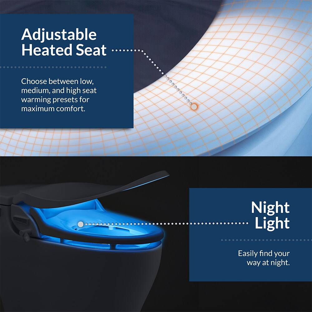 Asiento de Bidet Redondo de Plástico Blanco con Cierre Suave y Calentador - Bio Bidet Slim Two