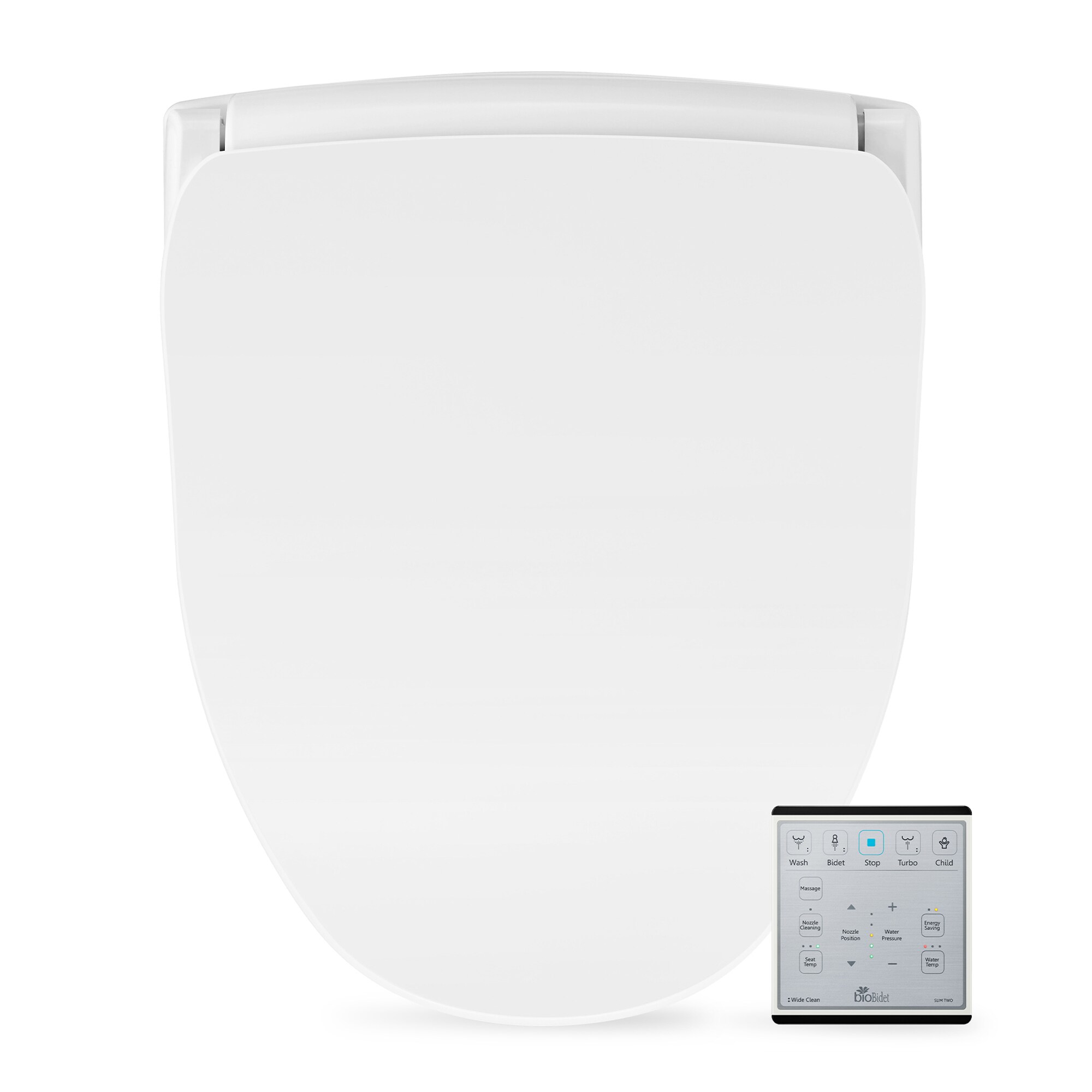 Asiento de Bidet Redondo de Plástico Blanco con Cierre Suave y Calentador - Bio Bidet Slim Two