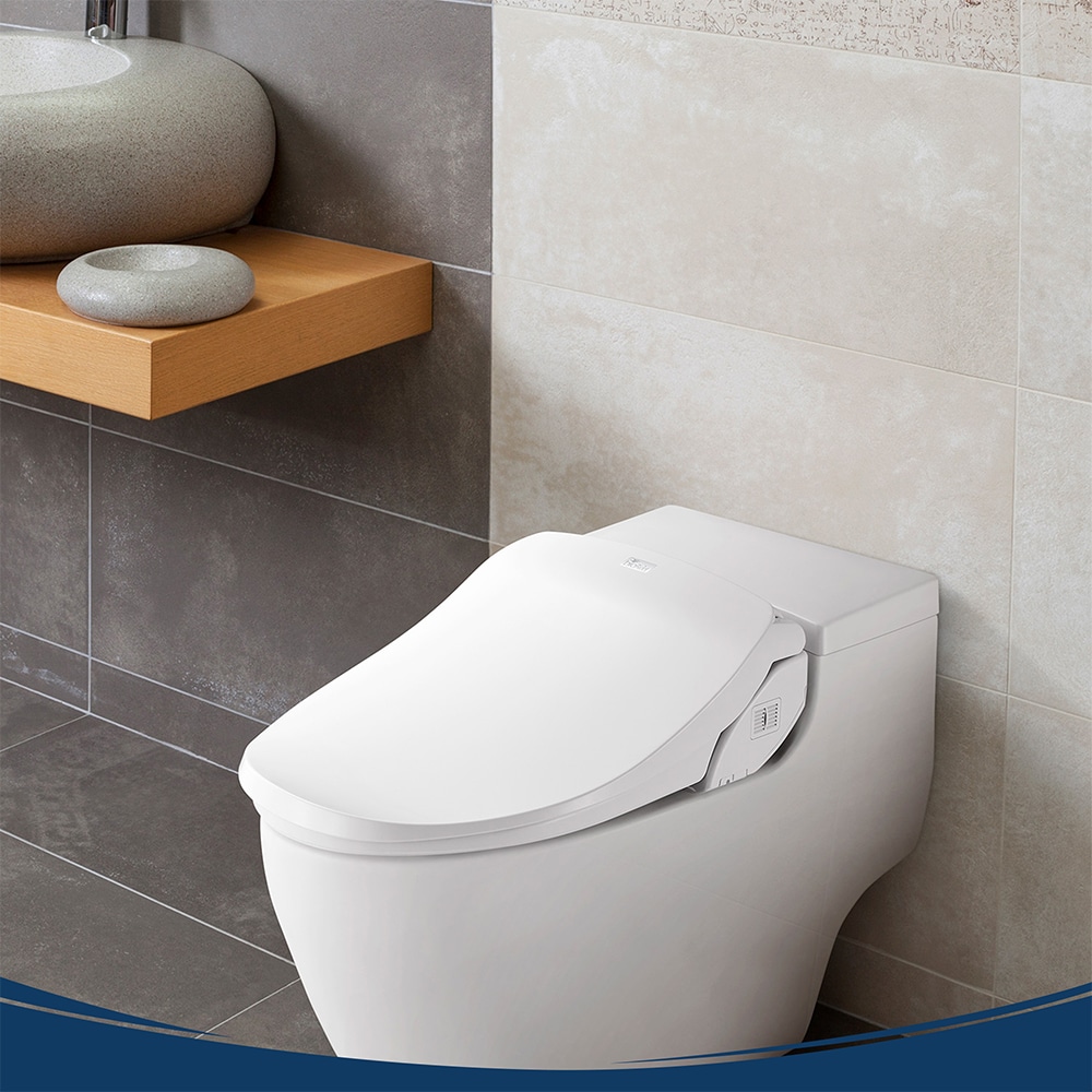 Asiento de Bidet Redondo de Plástico Blanco con Cierre Suave y Calentador - Bio Bidet Slim Two