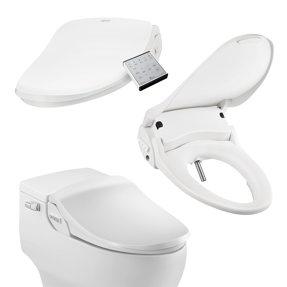 Asiento de Bidet Redondo de Plástico Blanco con Cierre Suave y Calentador - Bio Bidet Slim Two