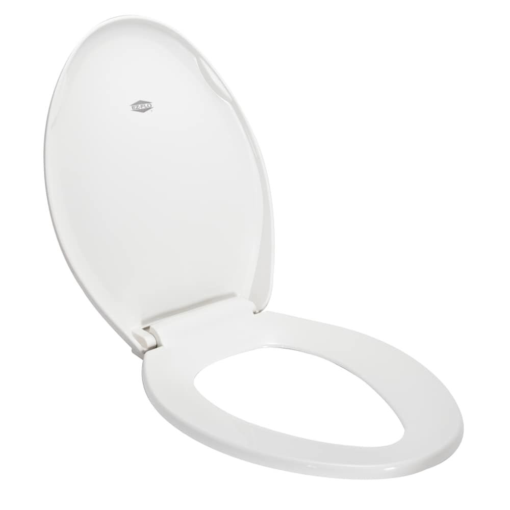 Asiento de inodoro alargado de cierre suave de plástico blanco EZ-FLO 65933