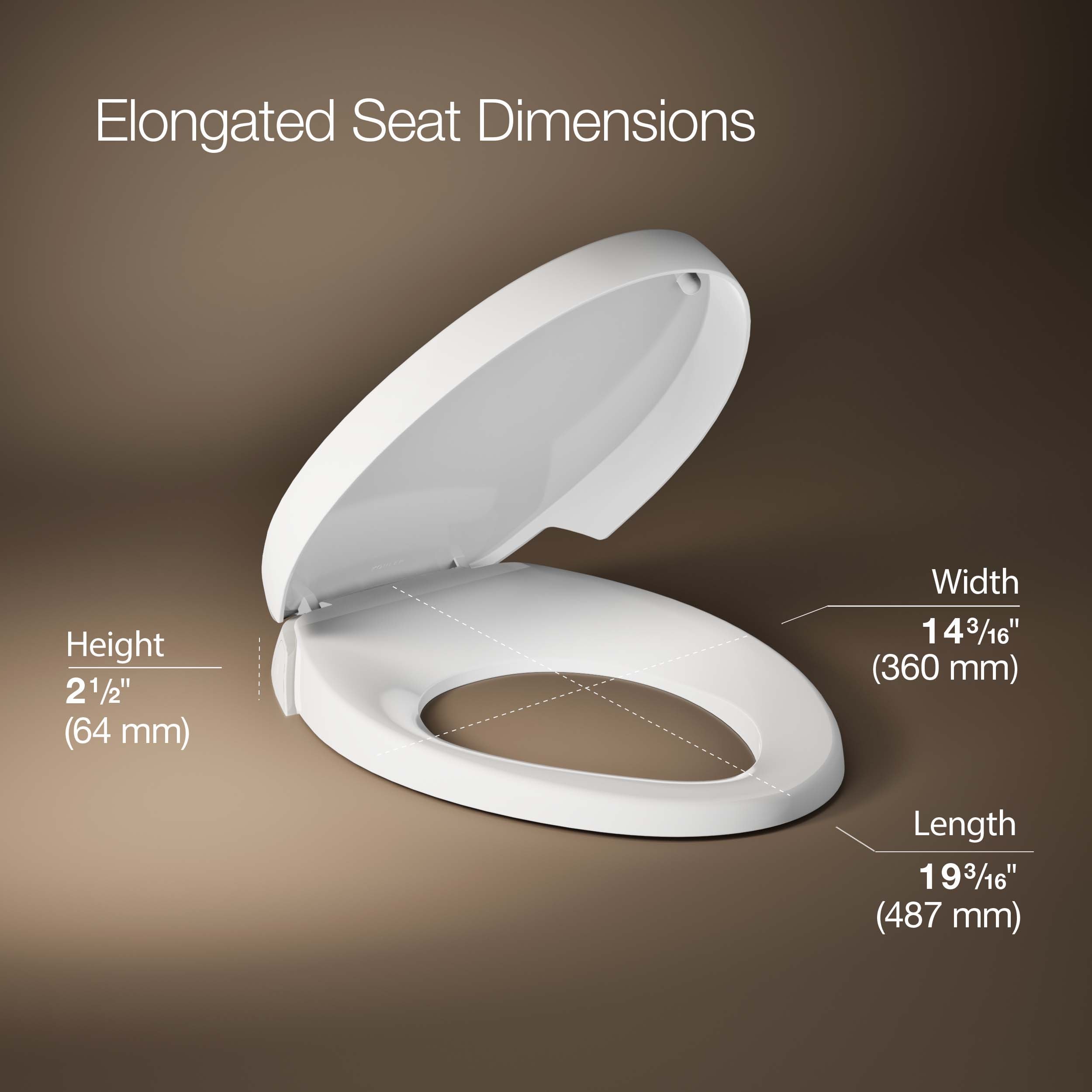 Asiento de baño alargado de plástico blanco con cierre suave Purefresh KOHLER 5588-0