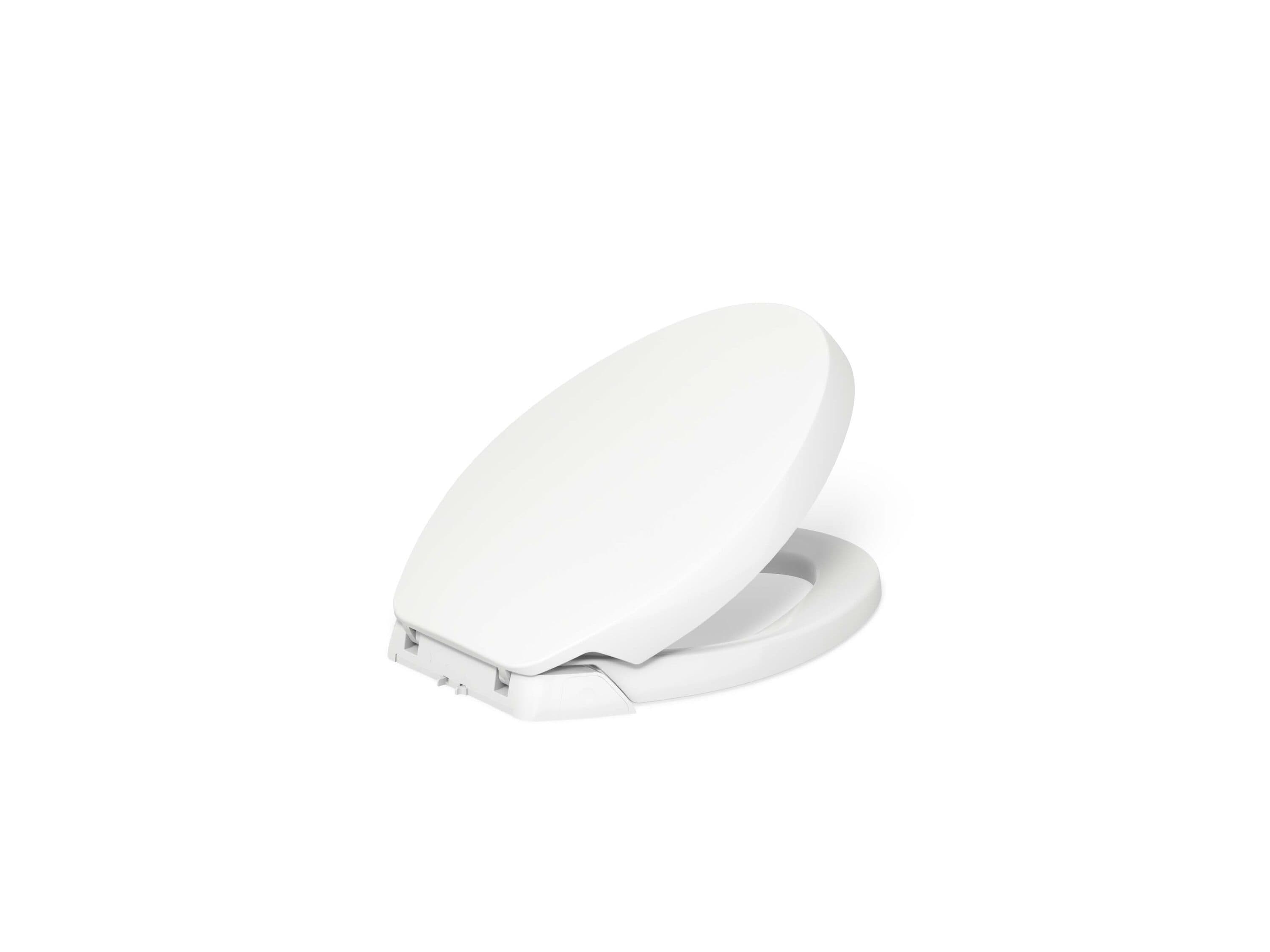 Asiento de baño alargado de plástico blanco con cierre suave Purefresh KOHLER 5588-0