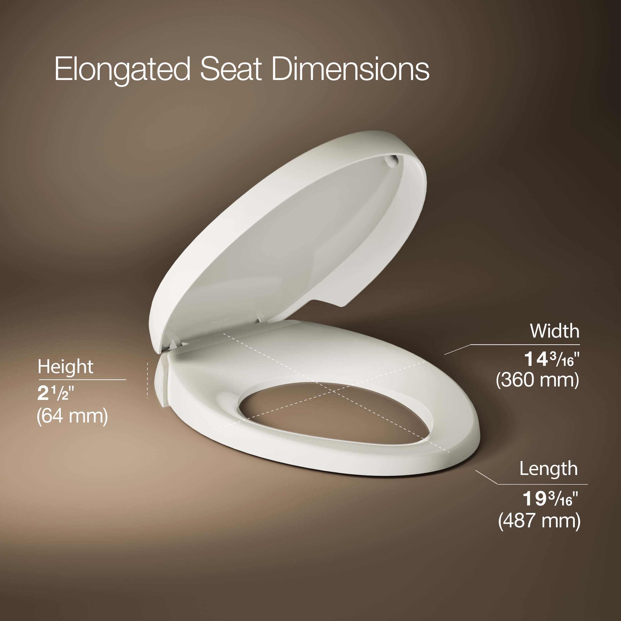 Asiento de Inodoro Alargado de Plástico Biscuit con Cierre Suave KOHLER Purefresh 5588-96