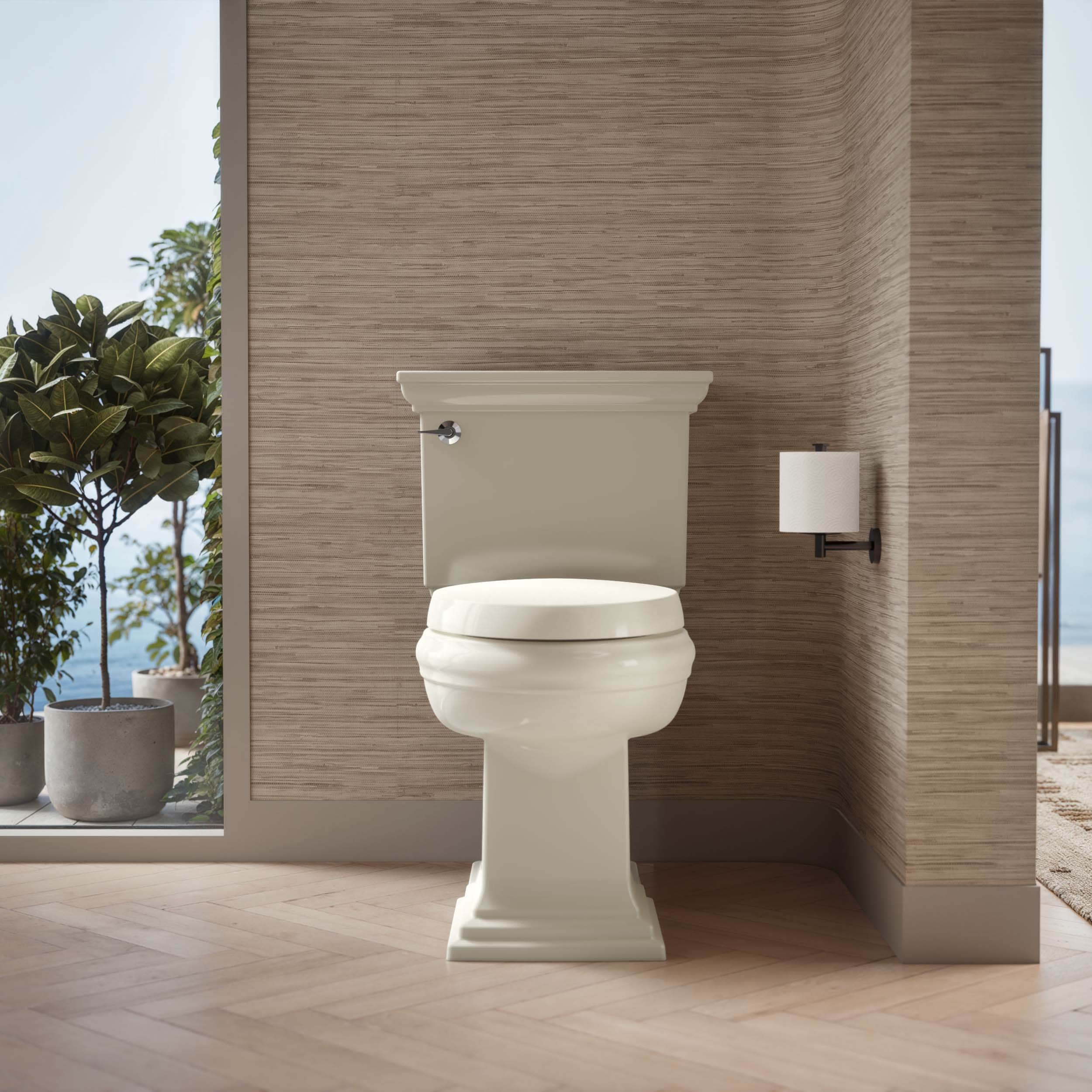 Asiento de Inodoro Alargado de Plástico Biscuit con Cierre Suave KOHLER Purefresh 5588-96