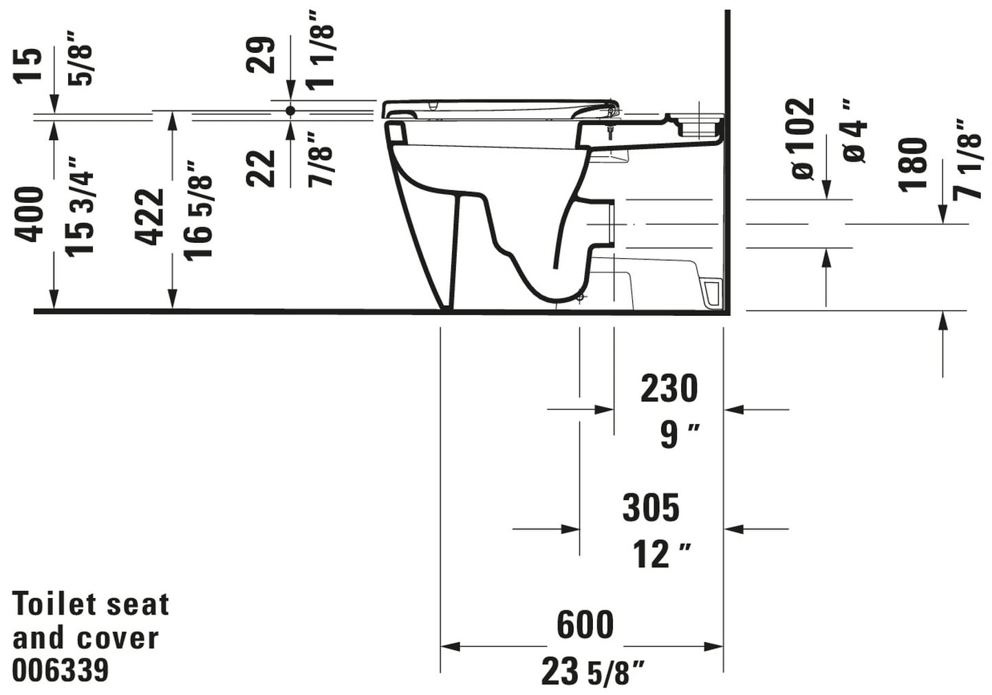 Asiento de Inodoro Alargado de Plástico Blanco con Cierre Suave - Duravit