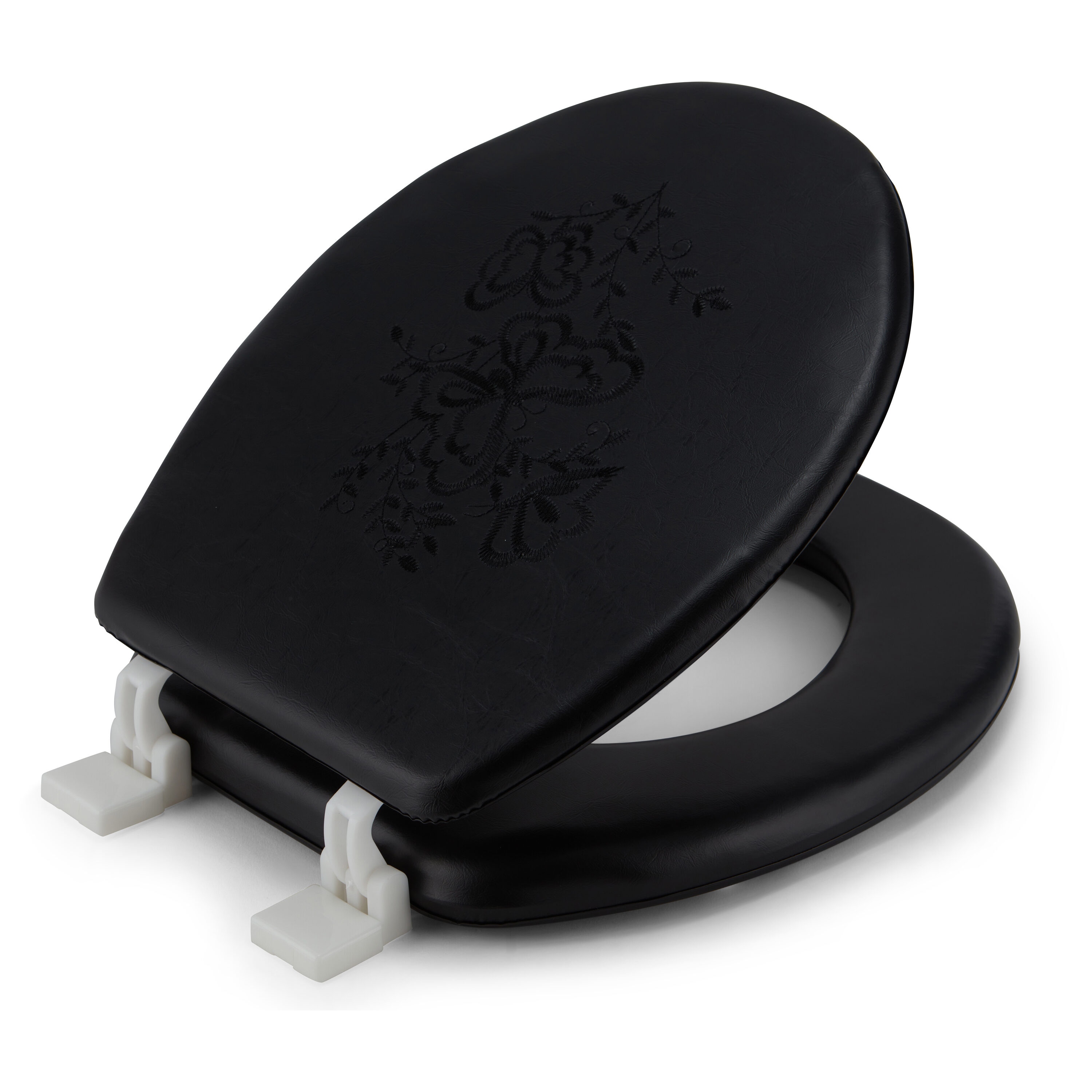 Asiento de baño acolchado redondo negro de vinilo almohadillado 801 NEGRO de J&V TEXTILES