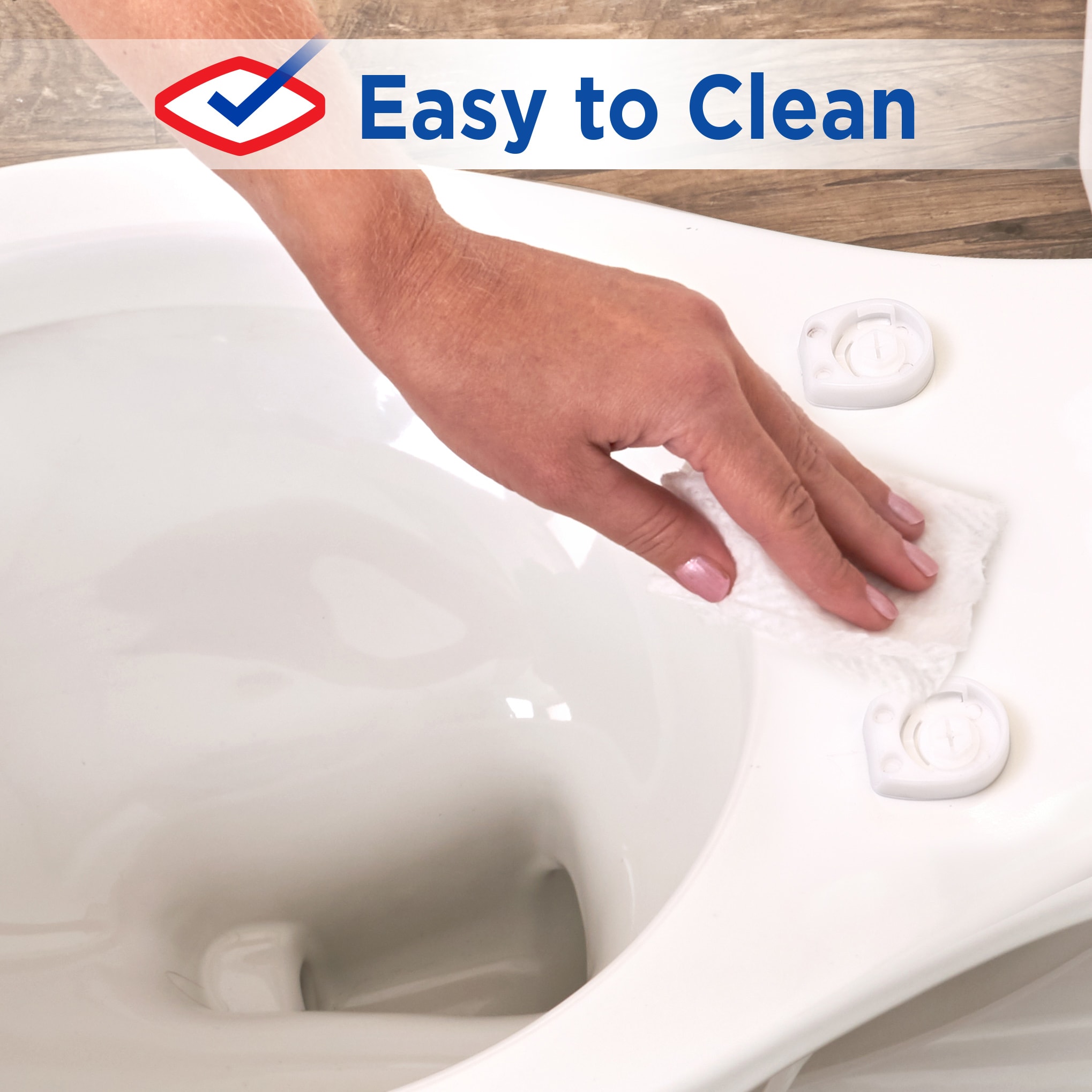 Asiento de baño alargado de plástico blanco con cierre suave Clorox 59034