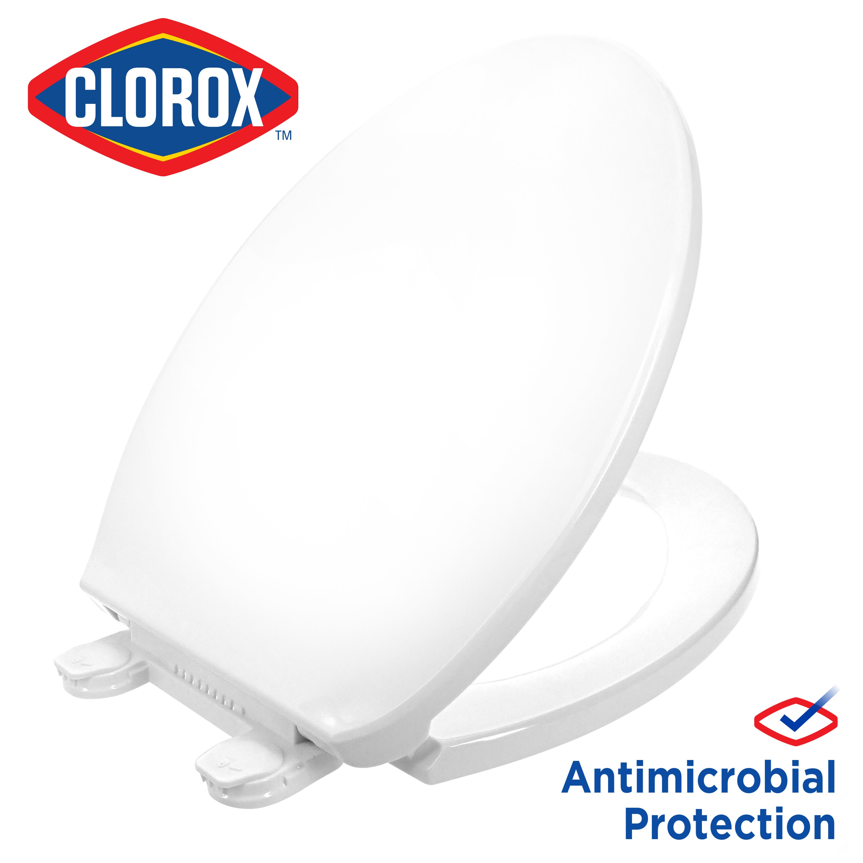 Asiento de baño alargado de plástico blanco con cierre suave Clorox 59034