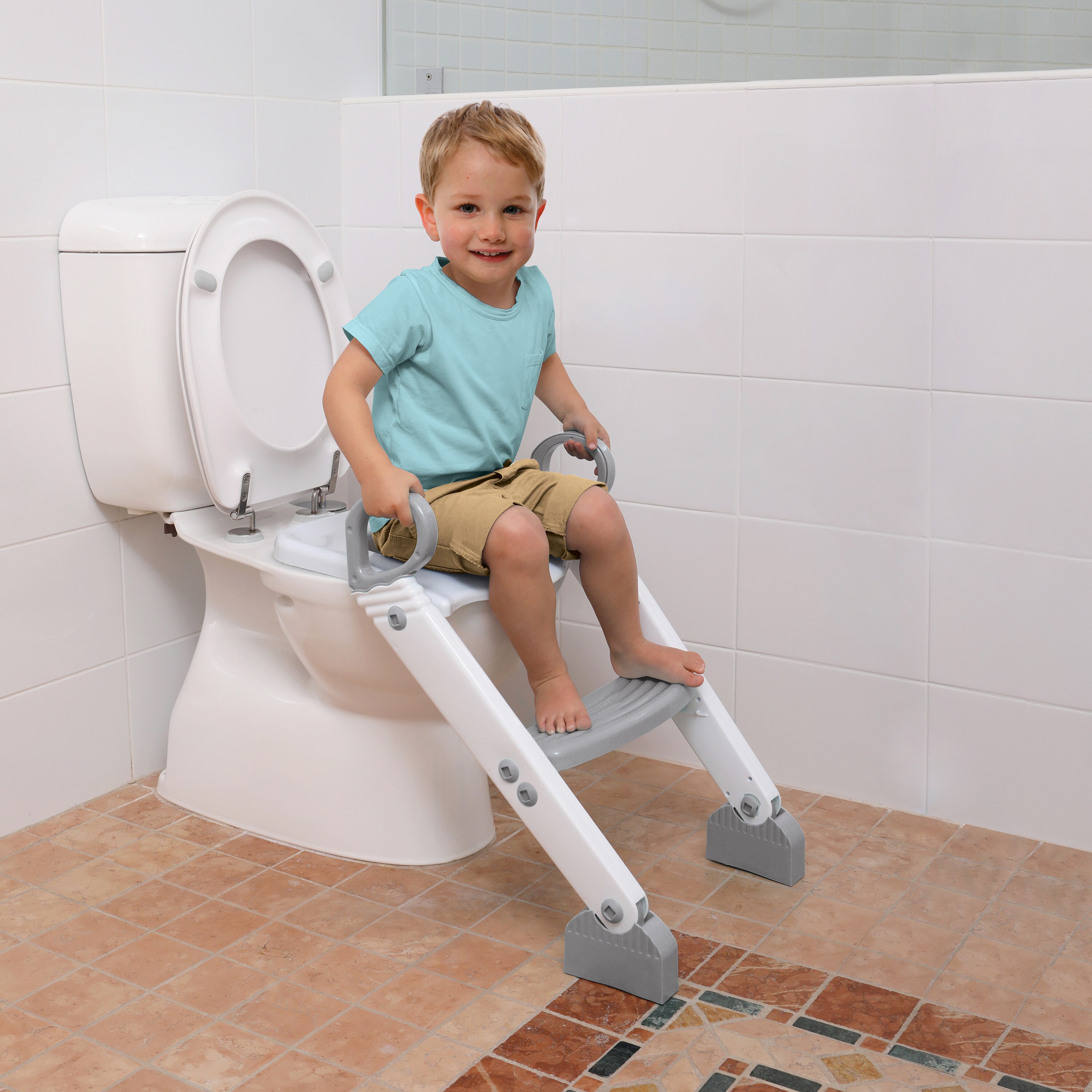Asiento de baño alargado de plástico color gris Dreambaby L6016