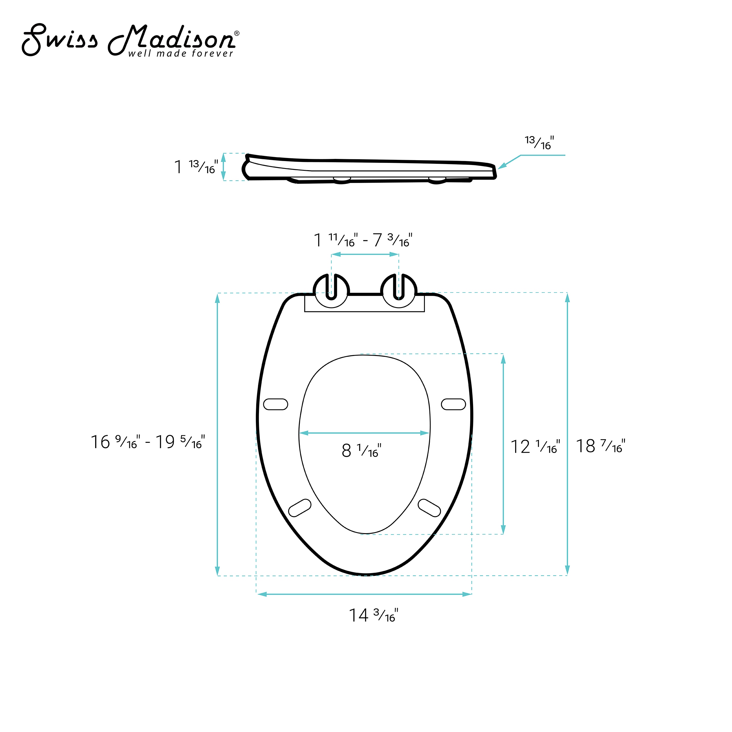 Asiento de inodoro alargado de plástico blanco brillante con cierre suave - SM-25-BFCHO03WH de Swiss Madison