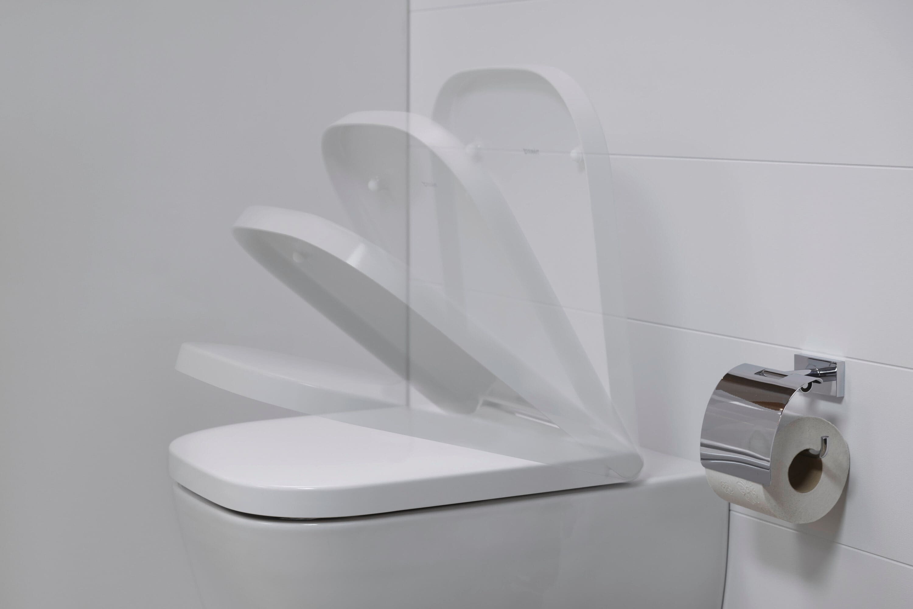 Asiento de baño alargado de plástico blanco Duravit Happy D.2 con cierre suave 0064690099