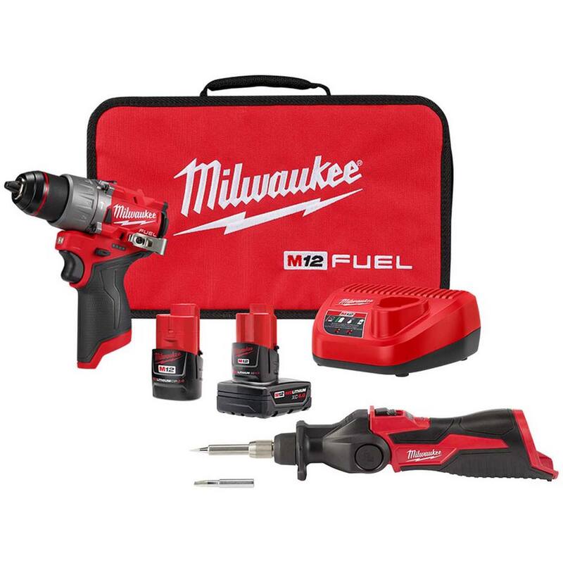 Milwaukee M12 FUEL 12V Taladro percutor inalámbrico de iones de litio sin escobillas de 1/2 pulgadas con kit de soldadura M12 - 3404-22-2488-20