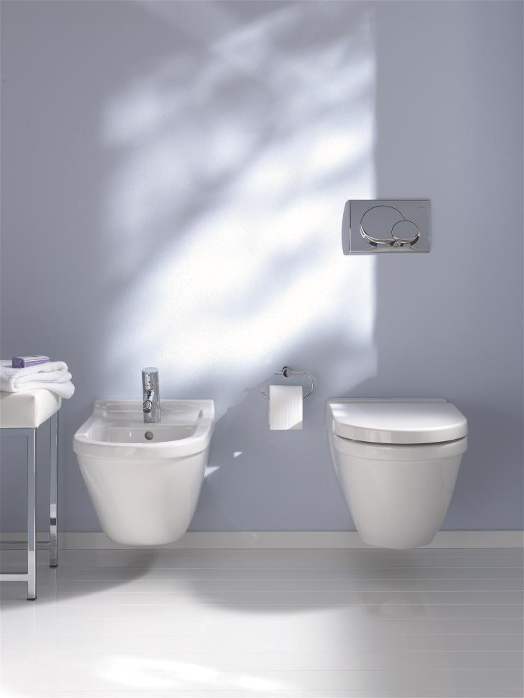 Asiento de inodoro alargado con cierre suave en plástico blanco Duravit Starck 3