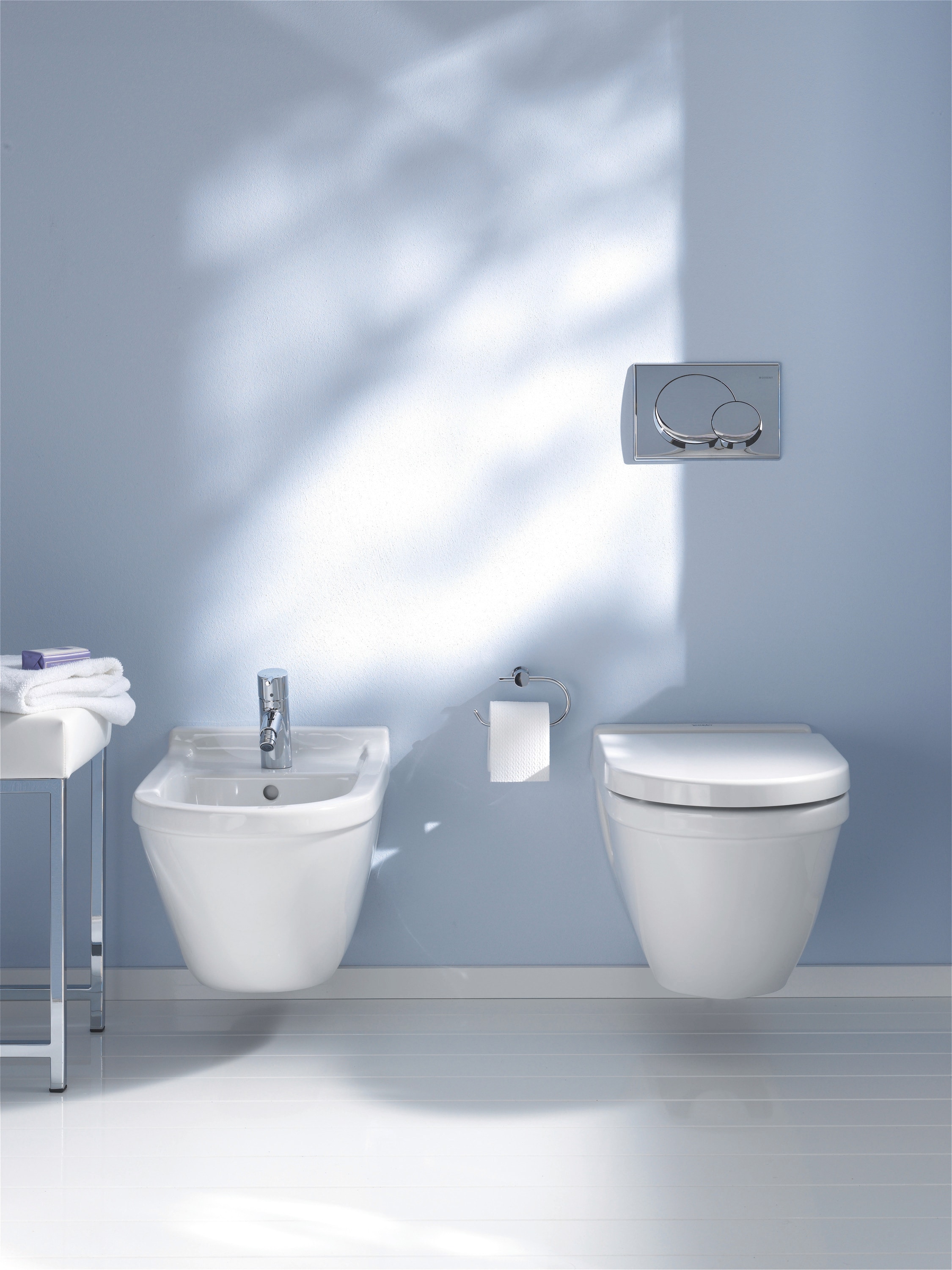 Asiento de inodoro alargado con cierre suave en plástico blanco Duravit Starck 3