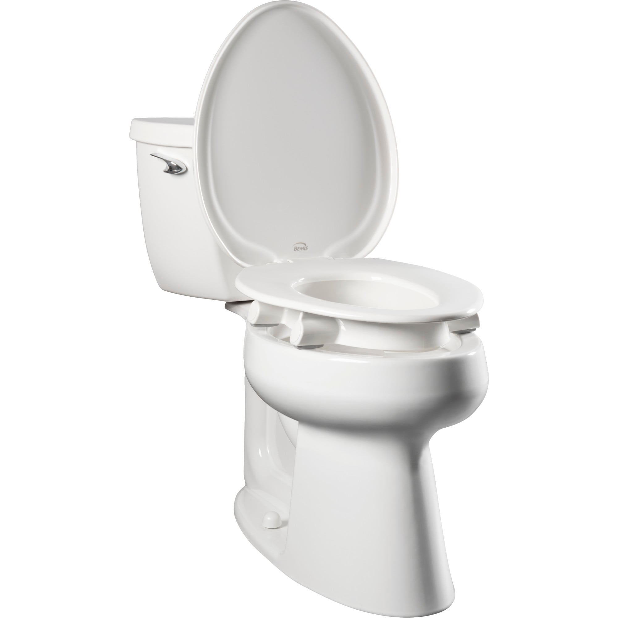 Asiento de baño alargado de plástico blanco elevado de 3 pulgadas con garantía de Bemis E85320TSS 000