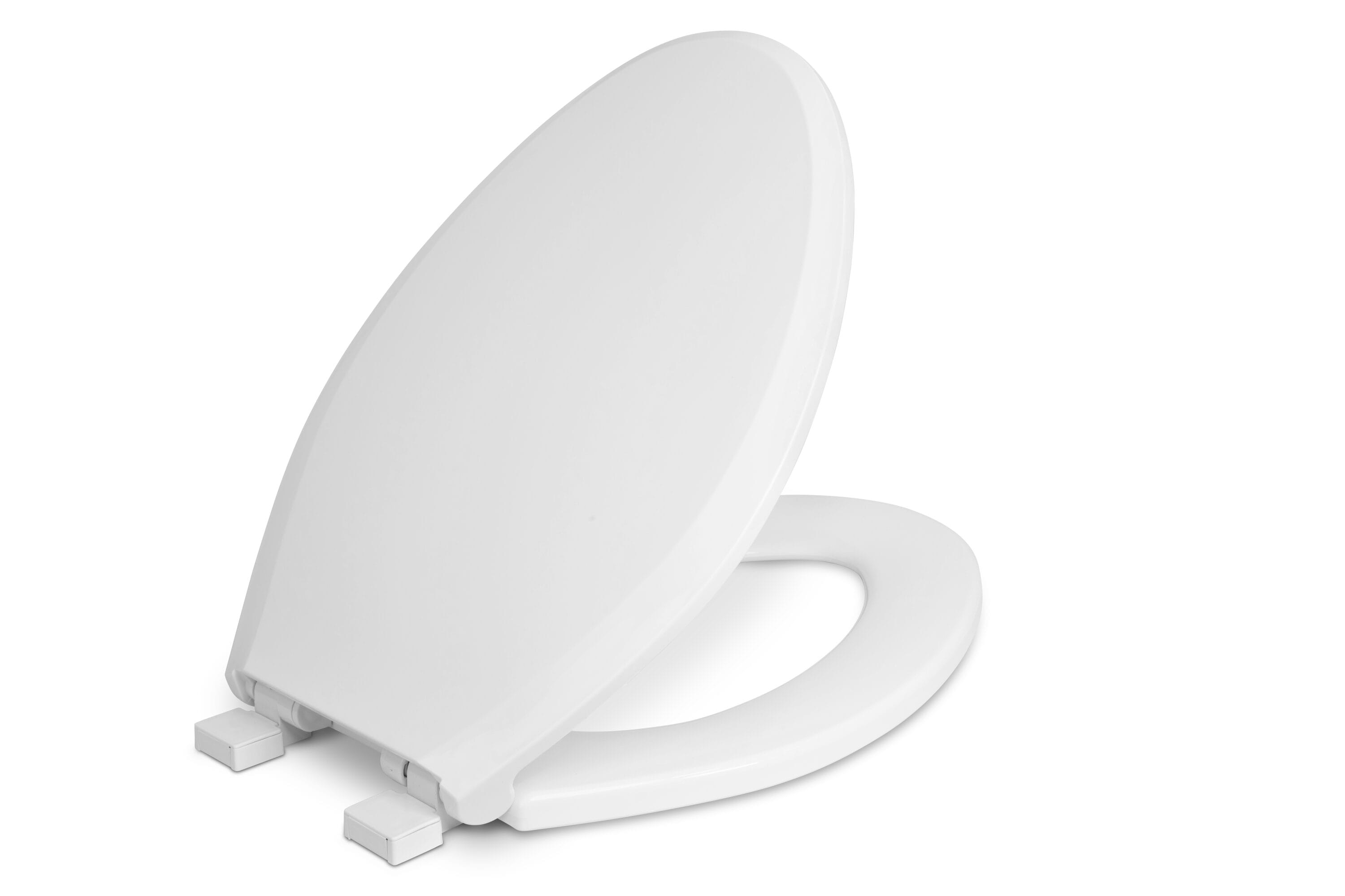 Asiento de Inodoro alargado de plástico blanco con cierre suave