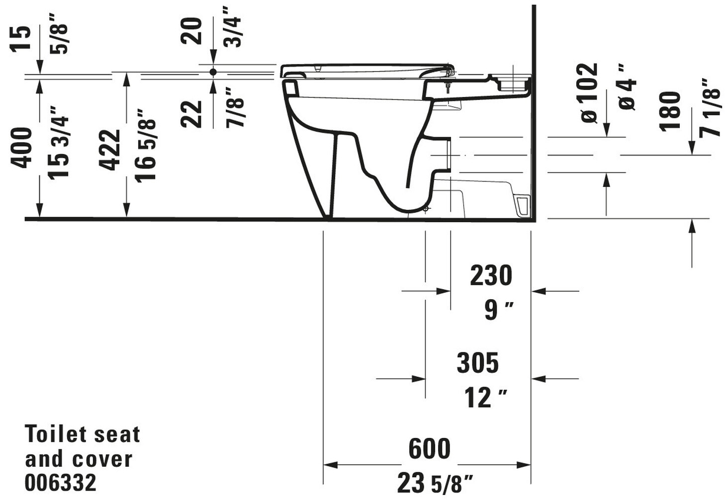 Asiento de inodoro alargado de plástico blanco con cierre suave Duravit 0063320000