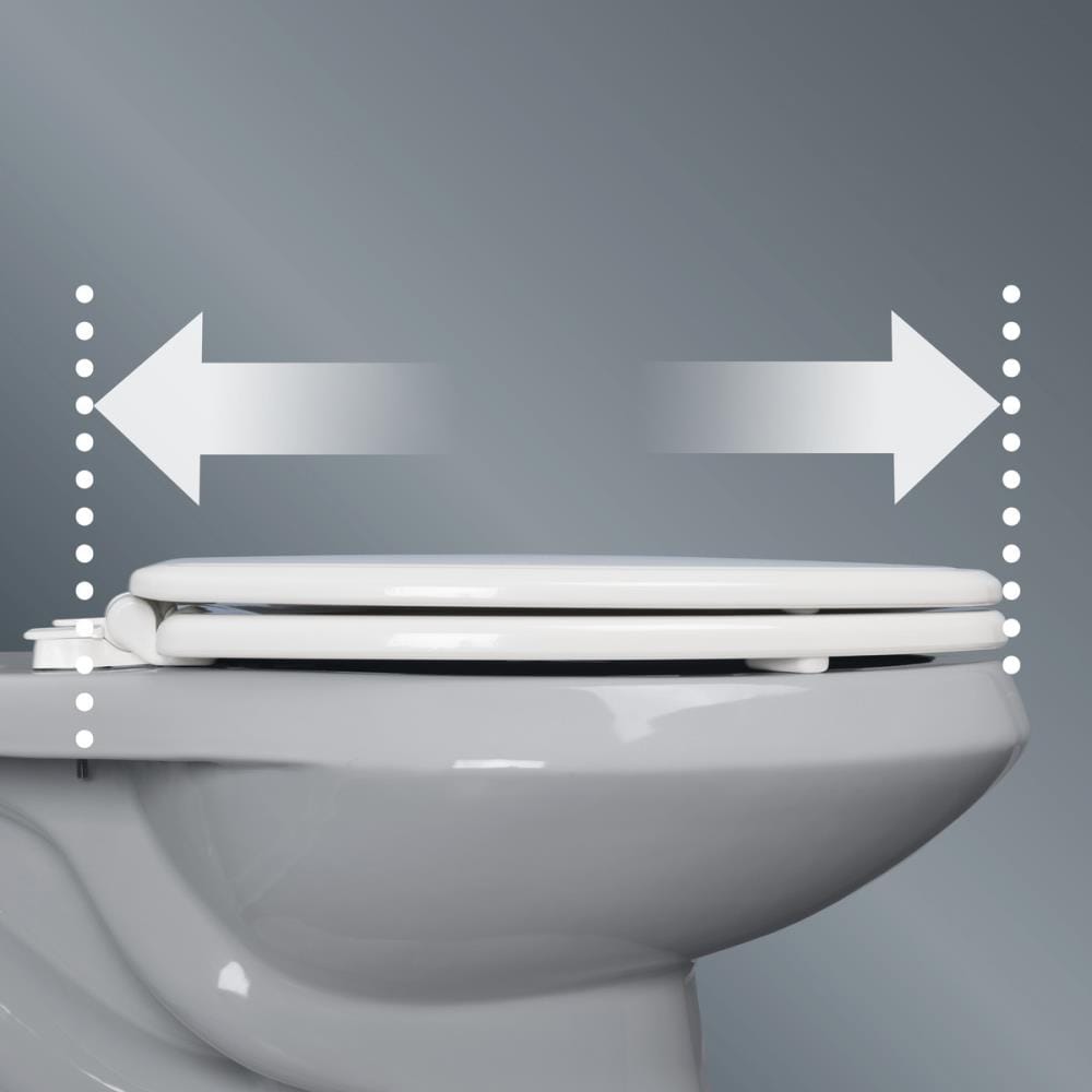 Asiento de baño redondo de madera blanca ajustable que nunca se afloja de Bemis