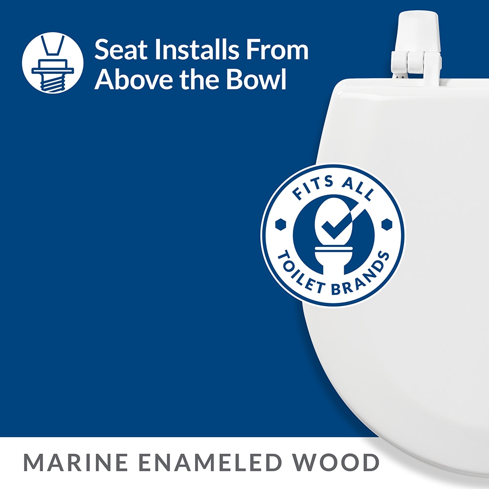 Asiento de baño redondo blanco de madera Bemis TC50TTA 000