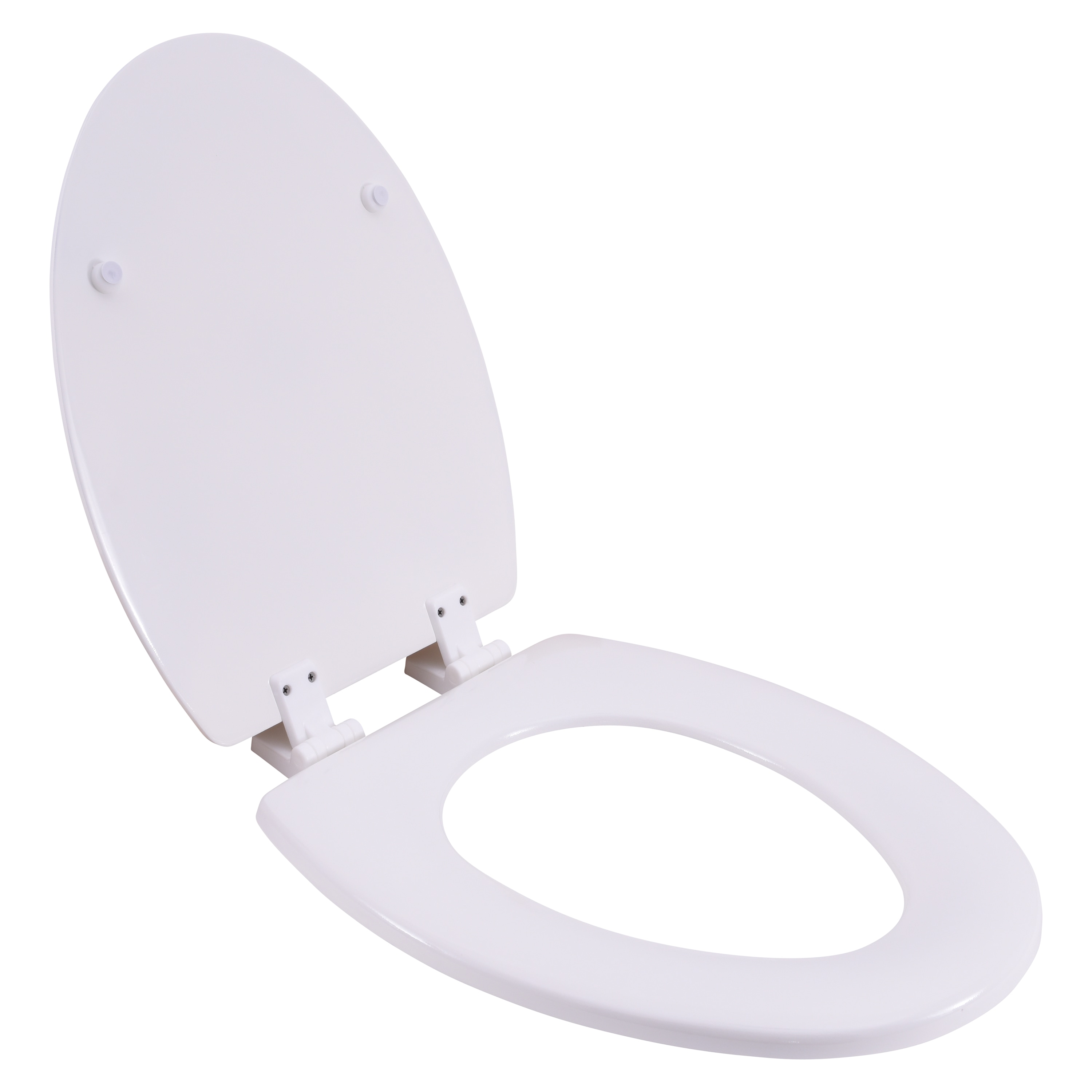 Asiento de inodoro alargado de madera blanco EZ-FLO 65934