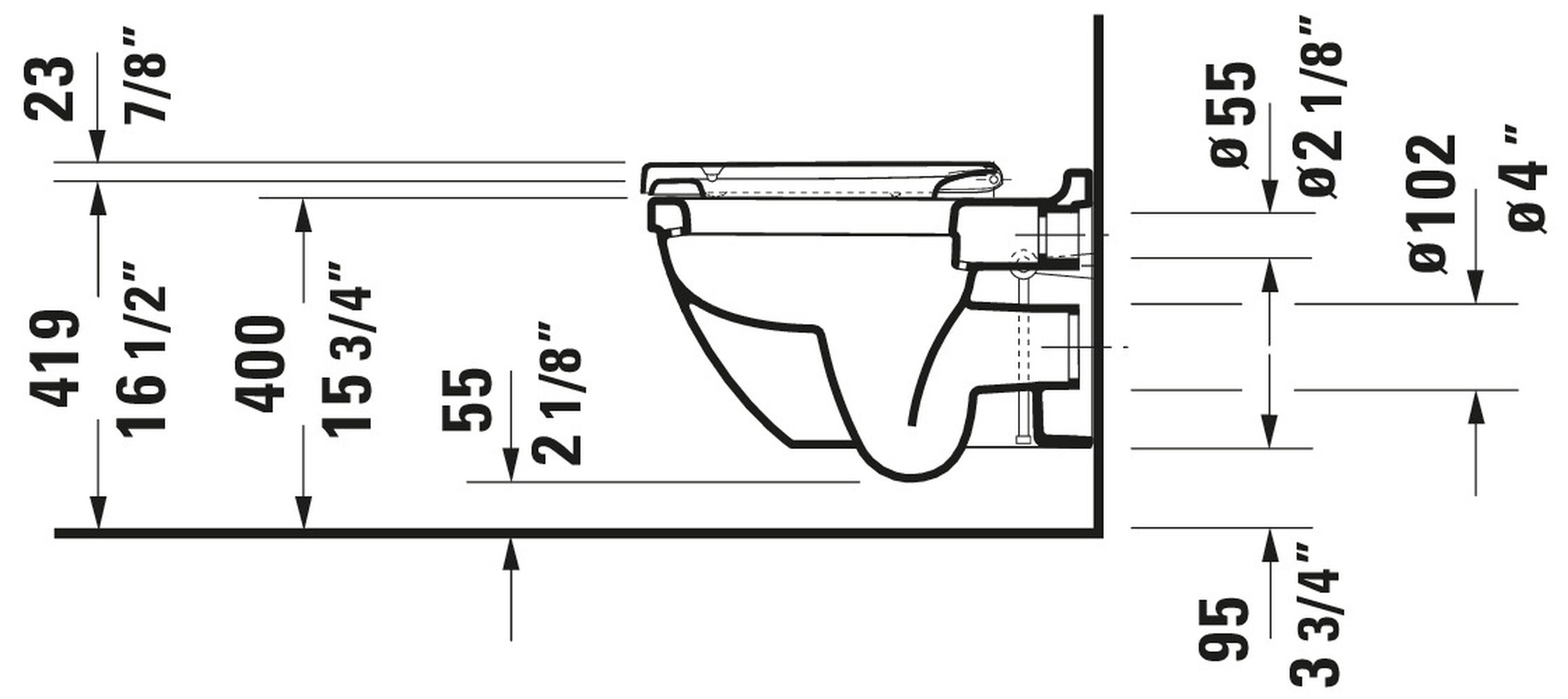 Asiento de inodoro alargado de plástico blanco Duravit Starck 3