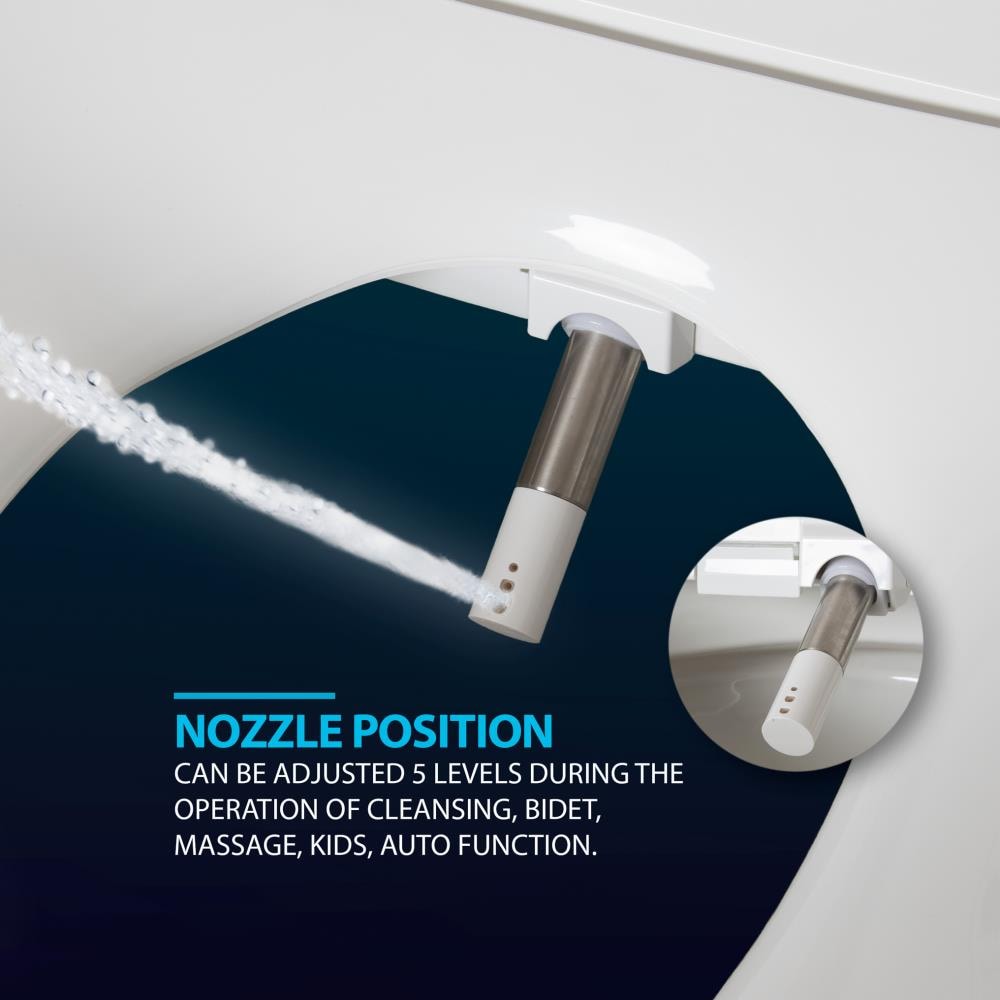 Asiento de Inodoro Bidet Plástico Blanco Alargado con Cierre Suave y Calentador