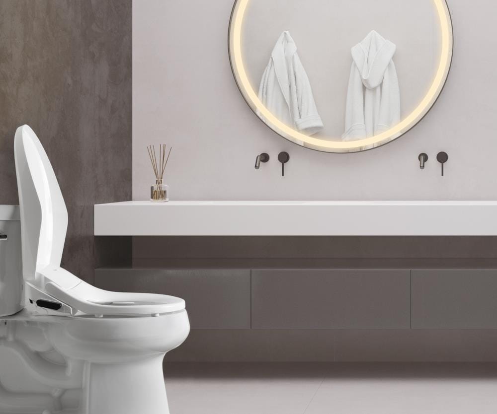 Asiento de Inodoro Bidet Plástico Blanco Alargado con Cierre Suave y Calentador