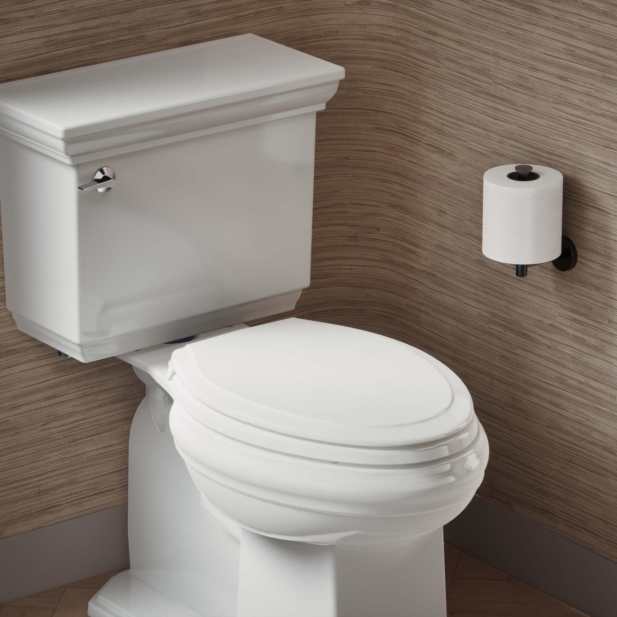 Asiento de inodoro alargado de cierre suave de plástico blanco KOHLER Rutledge 24764-RL-0