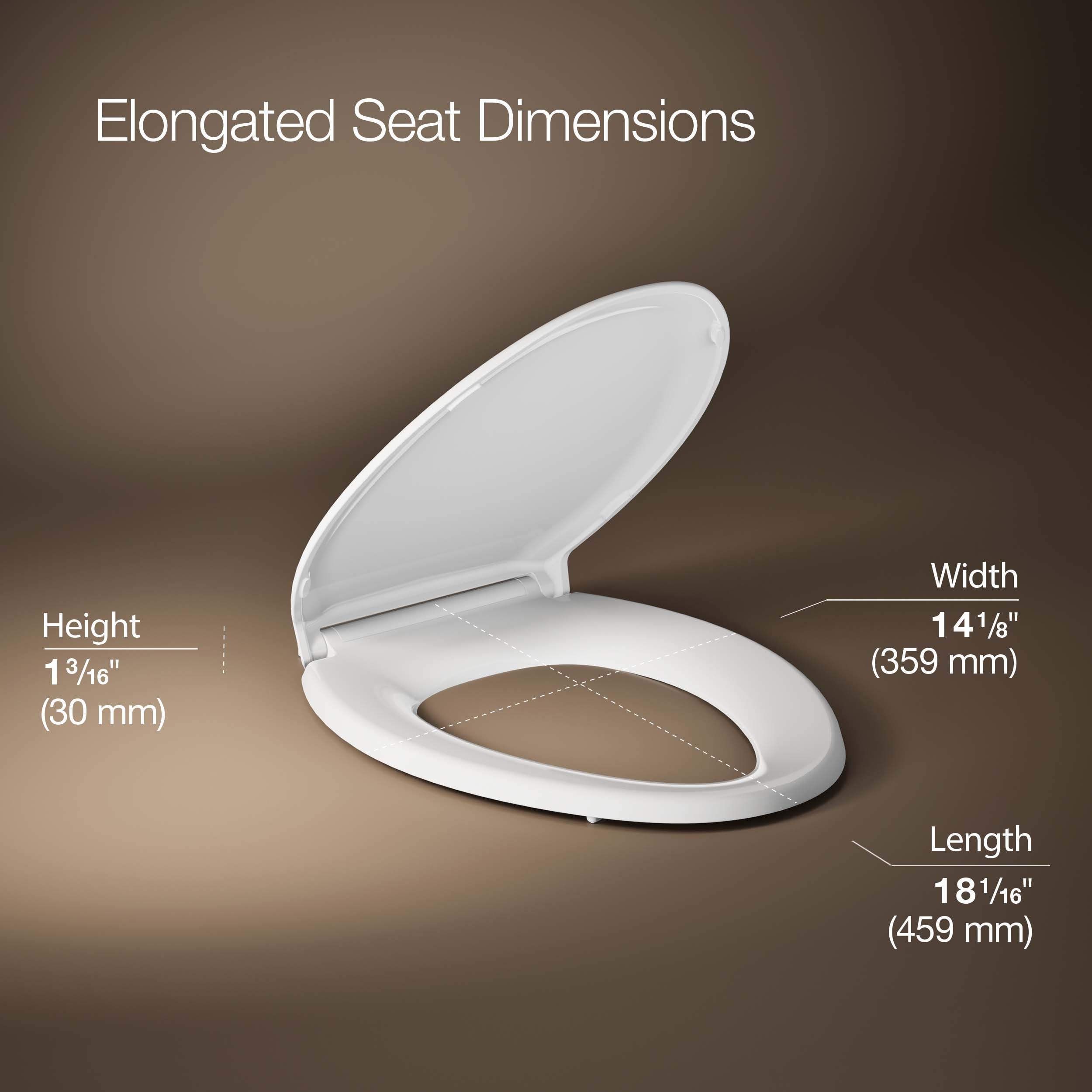Asiento de inodoro alargado de cierre suave de plástico blanco KOHLER Rutledge 24764-RL-0