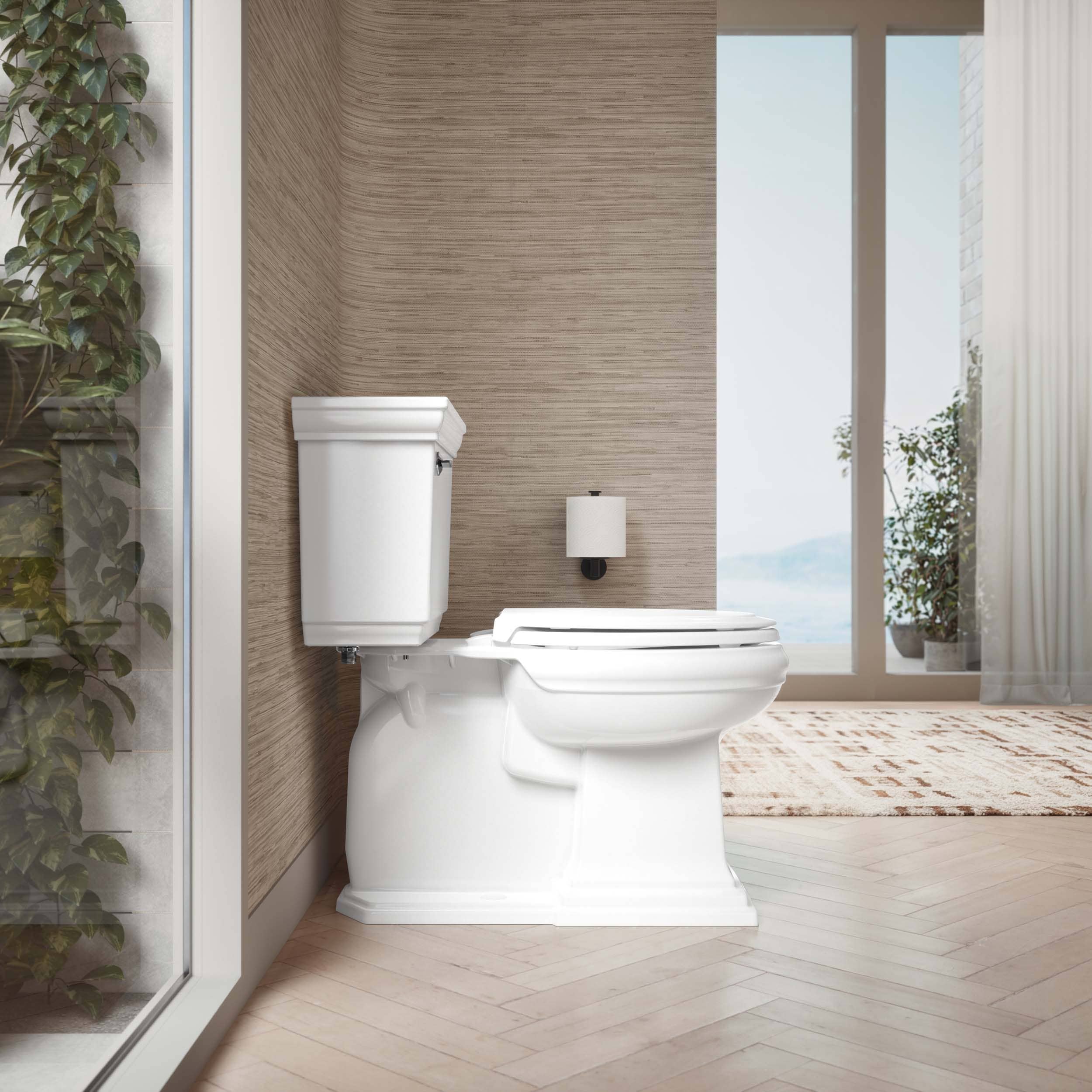 Asiento de inodoro alargado de cierre suave de plástico blanco KOHLER Rutledge 24764-RL-0