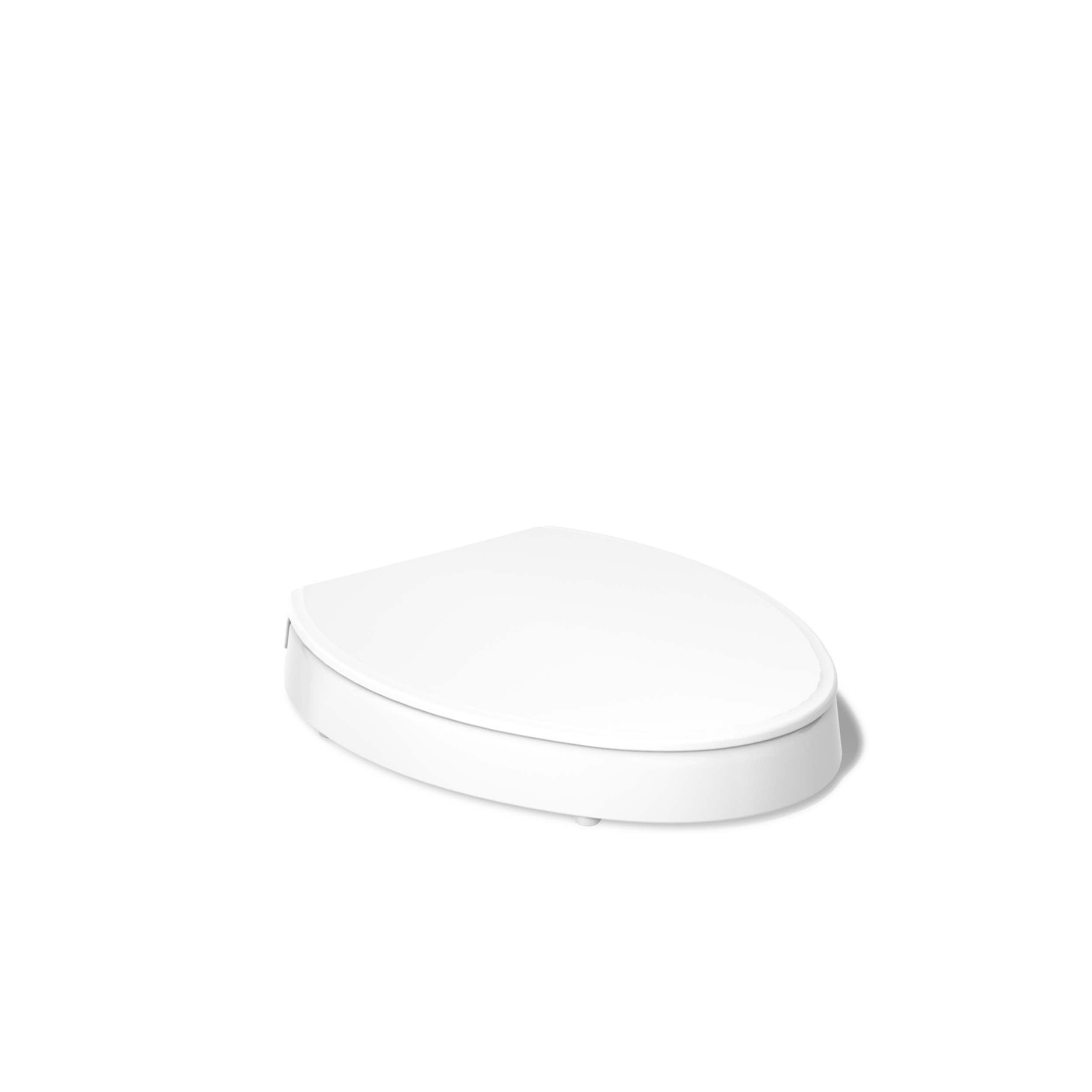 Asiento de baño KOHLER alzado de plástico blanco con tapa alargada de cierre suave
