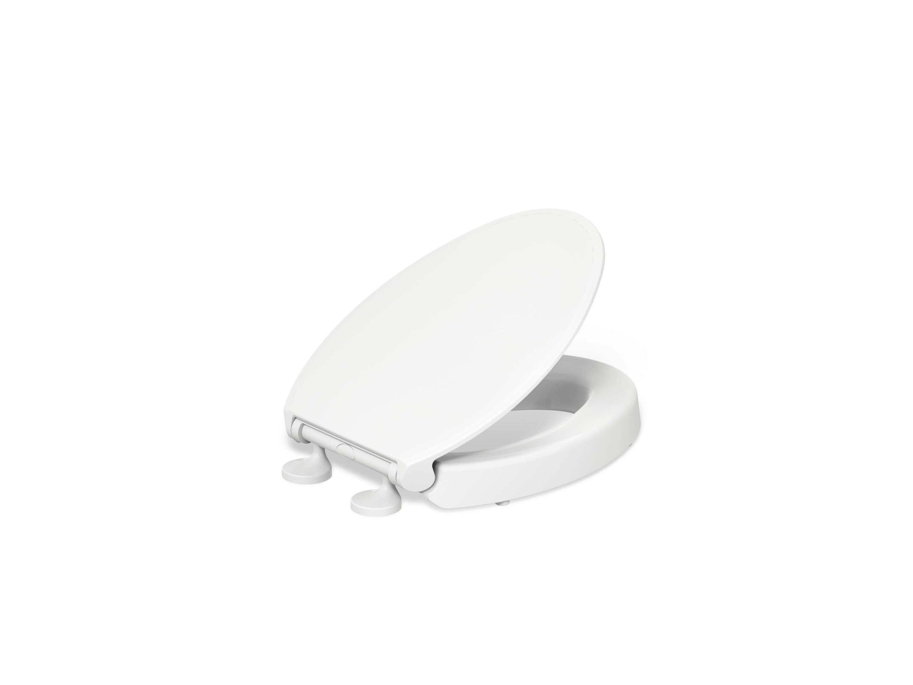 Asiento de baño KOHLER alzado de plástico blanco con tapa alargada de cierre suave