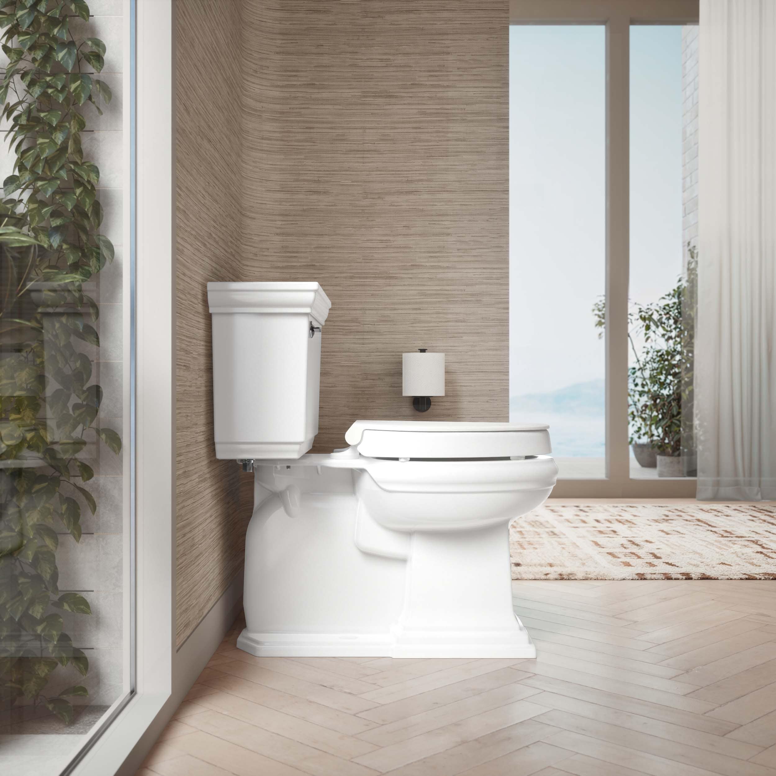 Asiento de baño KOHLER alzado de plástico blanco con tapa alargada de cierre suave