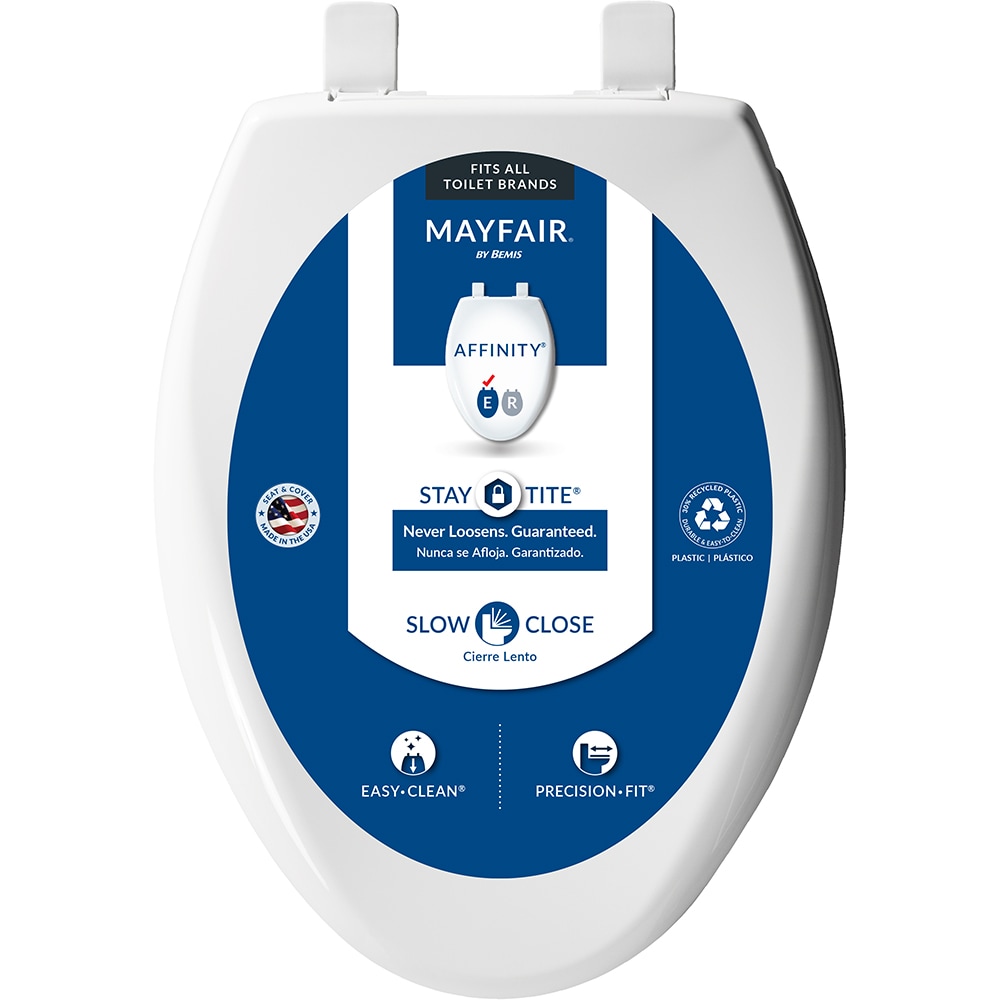 Asiento de baño alargado de plástico blanco con cierre suave Affinity de Mayfair 17204SLEC 000