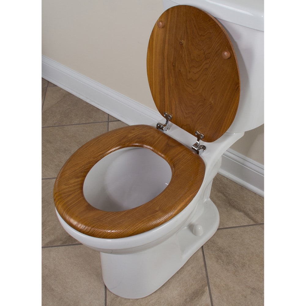 Asiento de baño redondo de chapa de roble de origen del proyecto