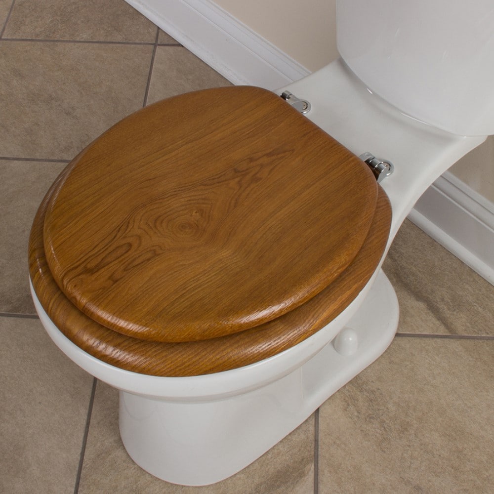 Asiento de baño redondo de chapa de roble de origen del proyecto